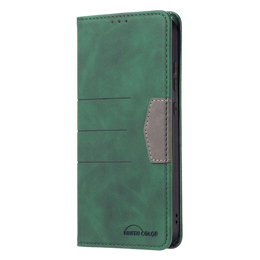 BINFEN COLOR Ultra-strong Auto-absorption Anti-scratch Phone Flip Cover Anti-dust Phone Case Splicing Leather Wallet for Samsung Galaxy S20 4G/S20 5G - Green