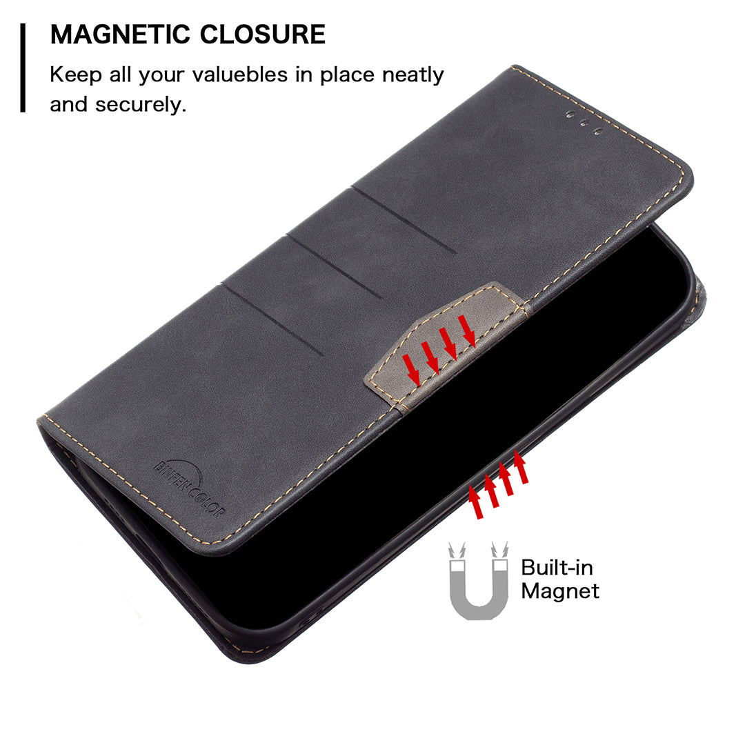 BINFEN COLOR Ultra-strong Auto-absorption Anti-scratch Phone Flip Cover Anti-dust Phone Case Splicing Leather Wallet for Samsung Galaxy S20 4G/S20 5G - Black