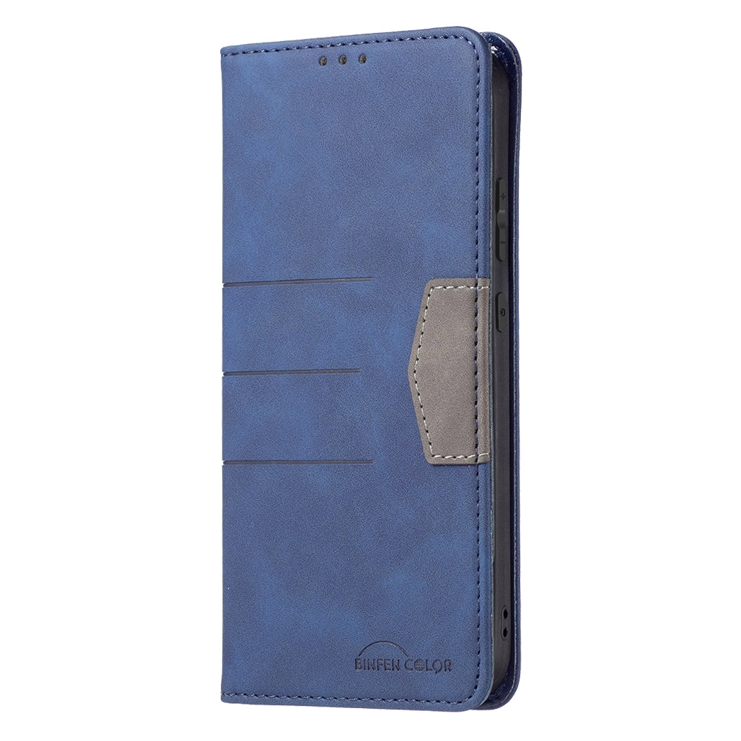 BINFEN COLOR Ultra-strong Auto-absorption Anti-scratch Phone Flip Cover Anti-dust Phone Case Splicing Leather Wallet for Samsung Galaxy S20 4G/S20 5G - Blue