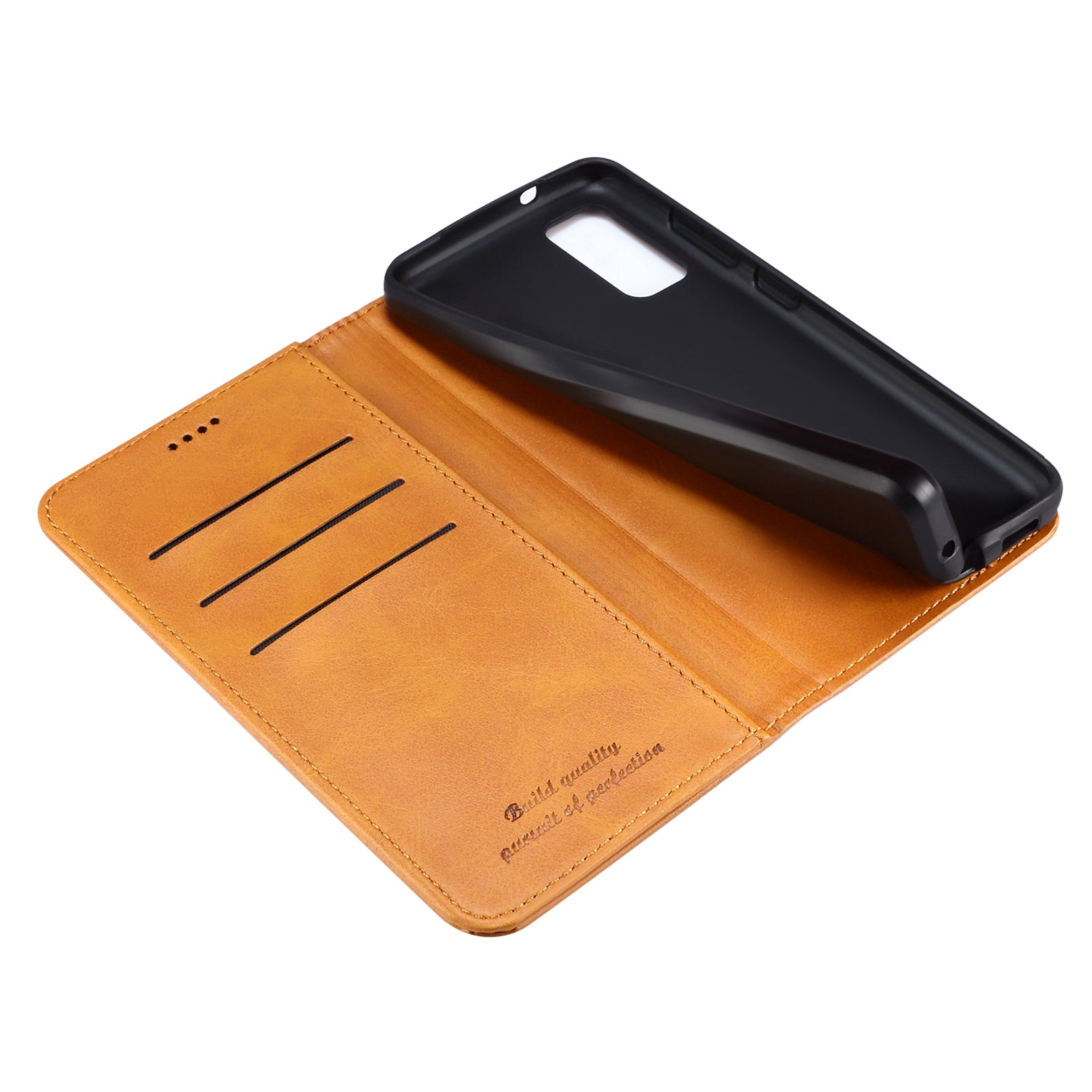 SUTENI Stand Wallet Full Protection Leather Case Phone Cover for Samsung Galaxy S20 4G/S20 5G - Khaki