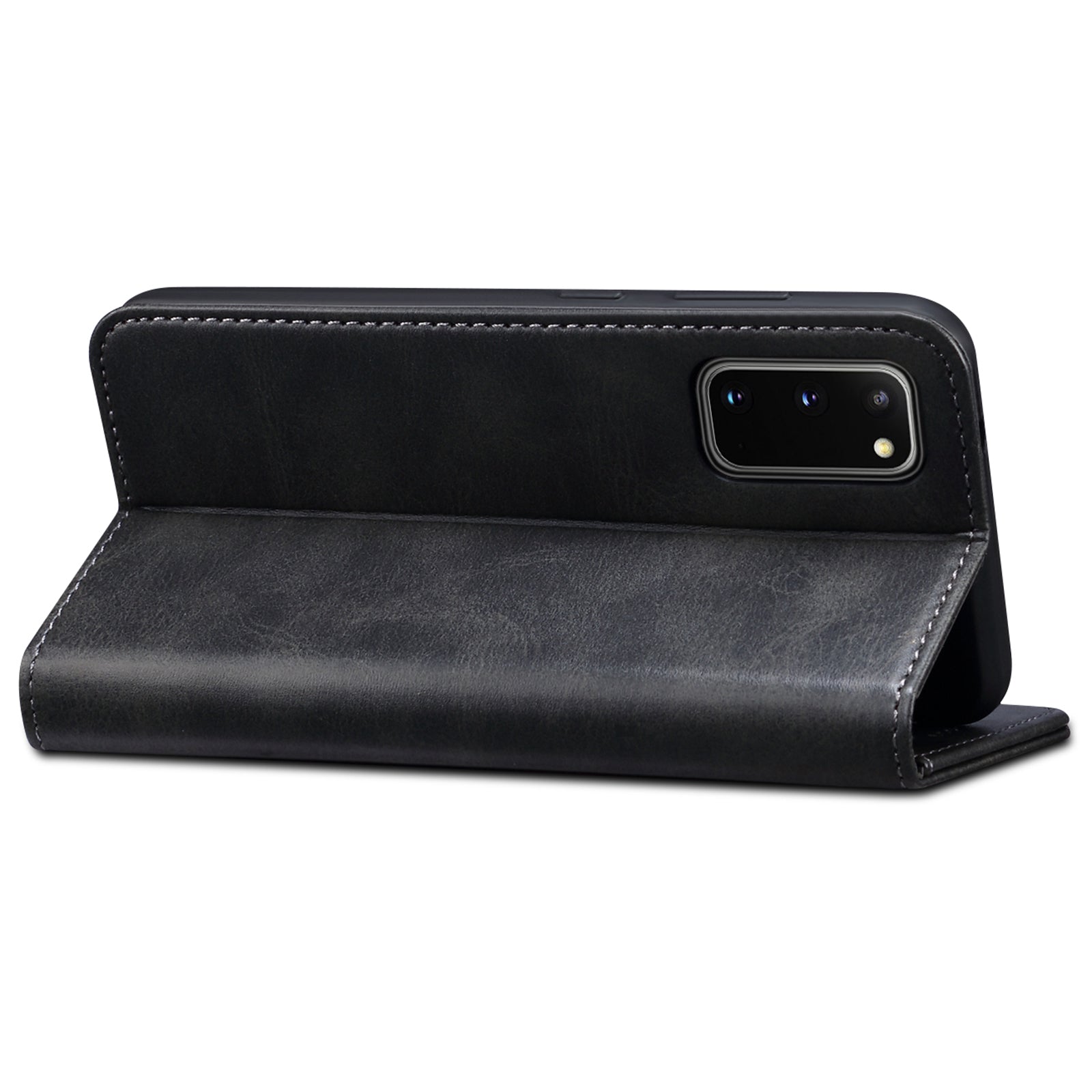 SUTENI Stand Wallet Full Protection Leather Case Phone Cover for Samsung Galaxy S20 4G/S20 5G - Black