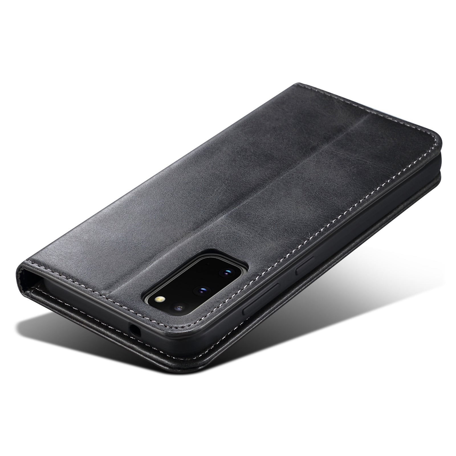 SUTENI Stand Wallet Full Protection Leather Case Phone Cover for Samsung Galaxy S20 4G/S20 5G - Black