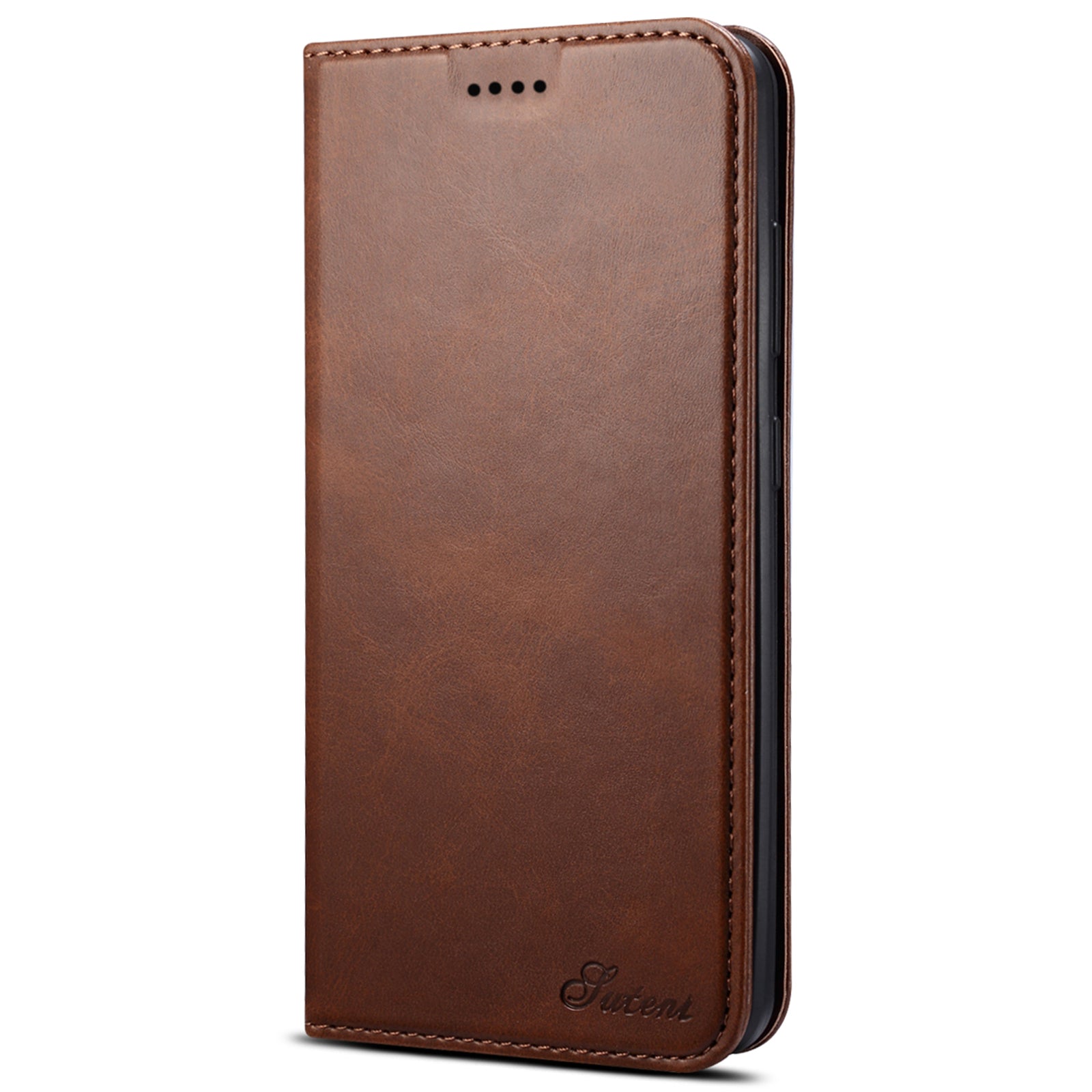 SUTENI Stand Wallet Full Protection Leather Case Phone Cover for Samsung Galaxy S20 4G/S20 5G - Brown