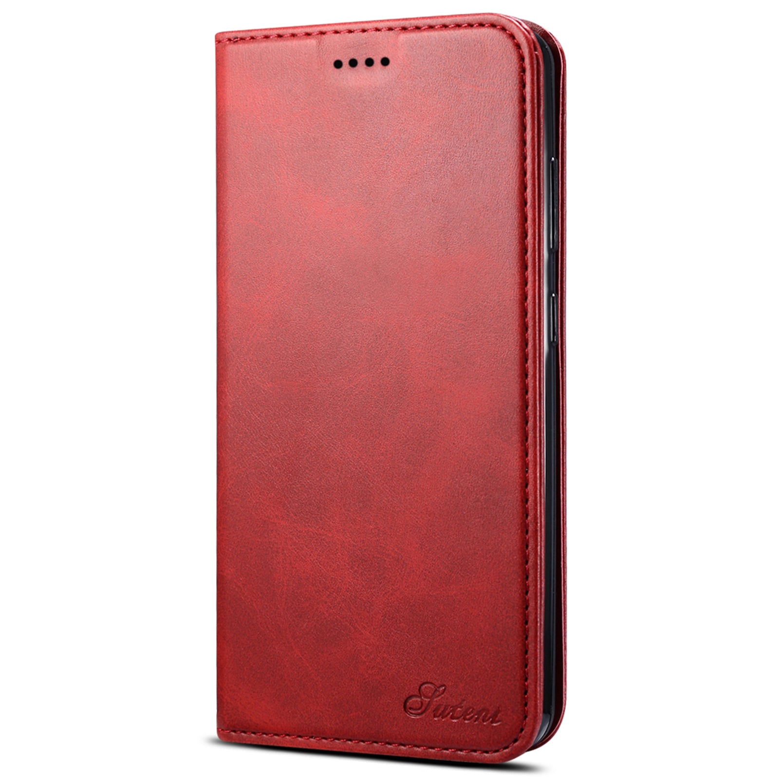 SUTENI Stand Wallet Full Protection Leather Case Phone Cover for Samsung Galaxy S20 4G/S20 5G - Red