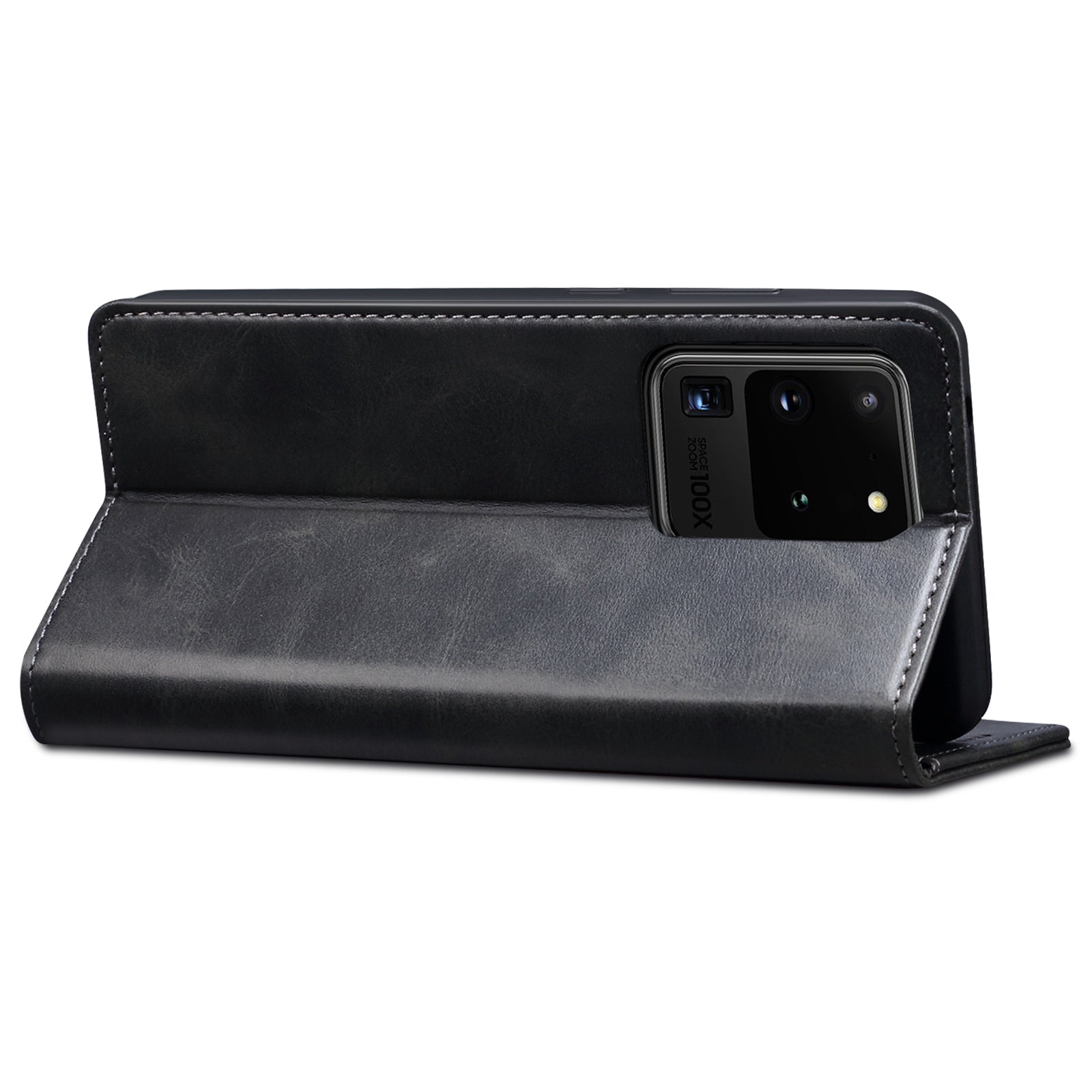 SUTENI Shockproof Leather Case Phone Cover with Stand Wallet for Samsung Galaxy S20 Ultra - Black