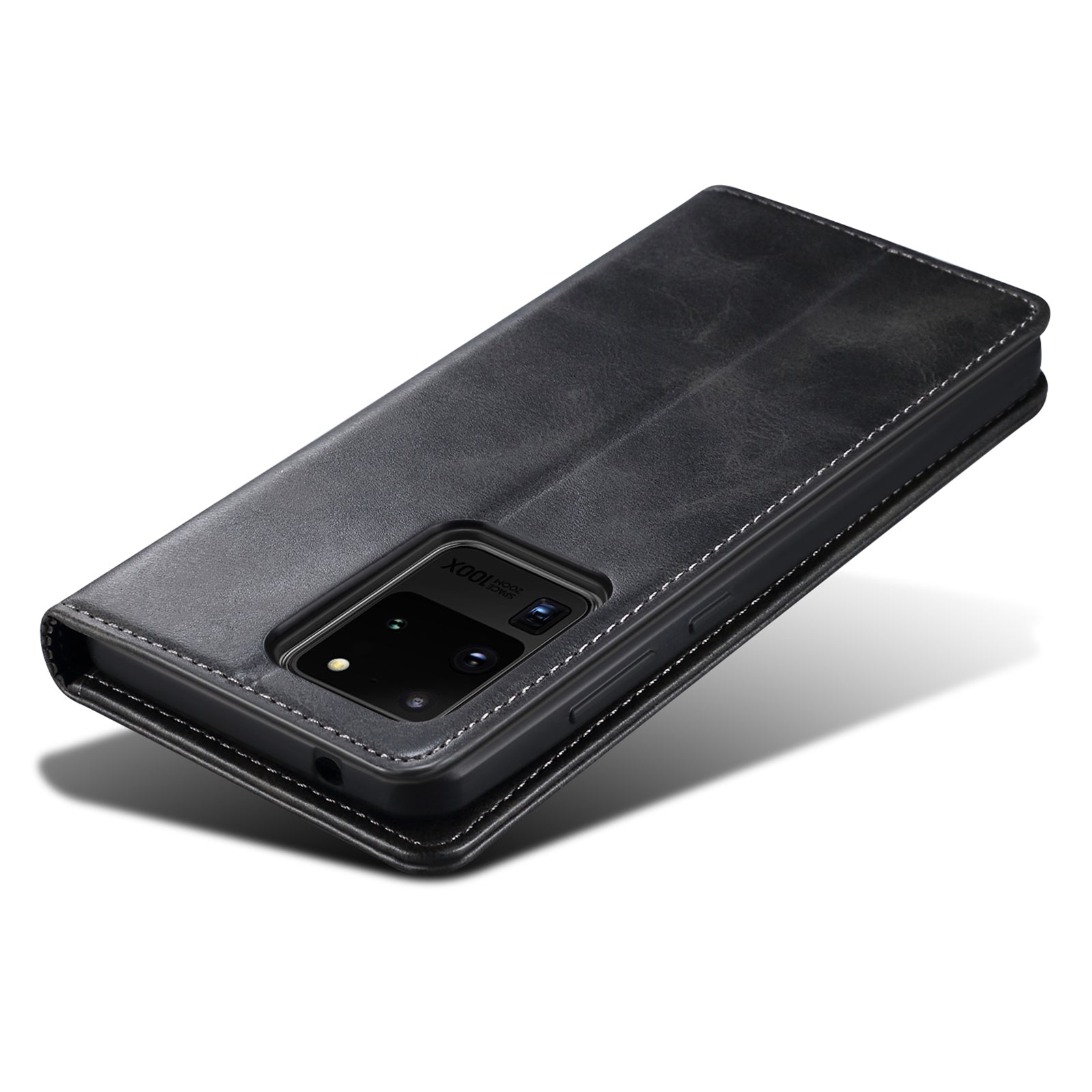 SUTENI Shockproof Leather Case Phone Cover with Stand Wallet for Samsung Galaxy S20 Ultra - Black