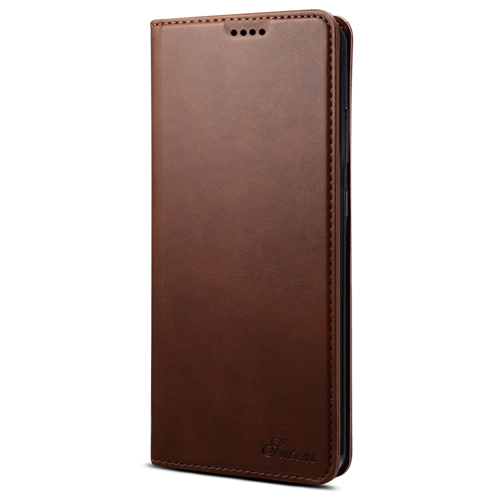 SUTENI Shockproof Leather Case Phone Cover with Stand Wallet for Samsung Galaxy S20 Ultra - Brown