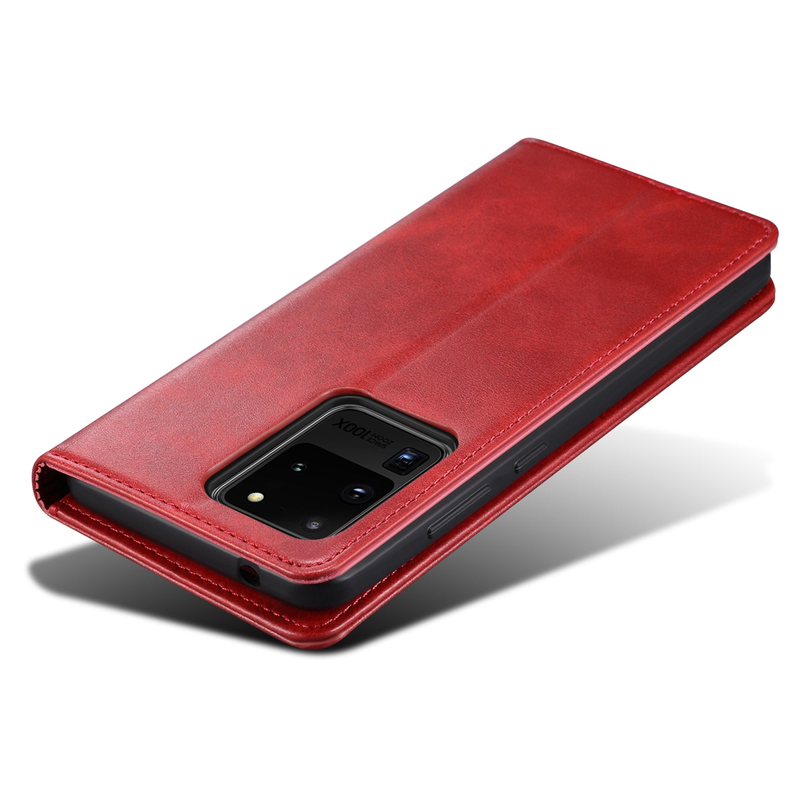 SUTENI Shockproof Leather Case Phone Cover with Stand Wallet for Samsung Galaxy S20 Ultra - Red