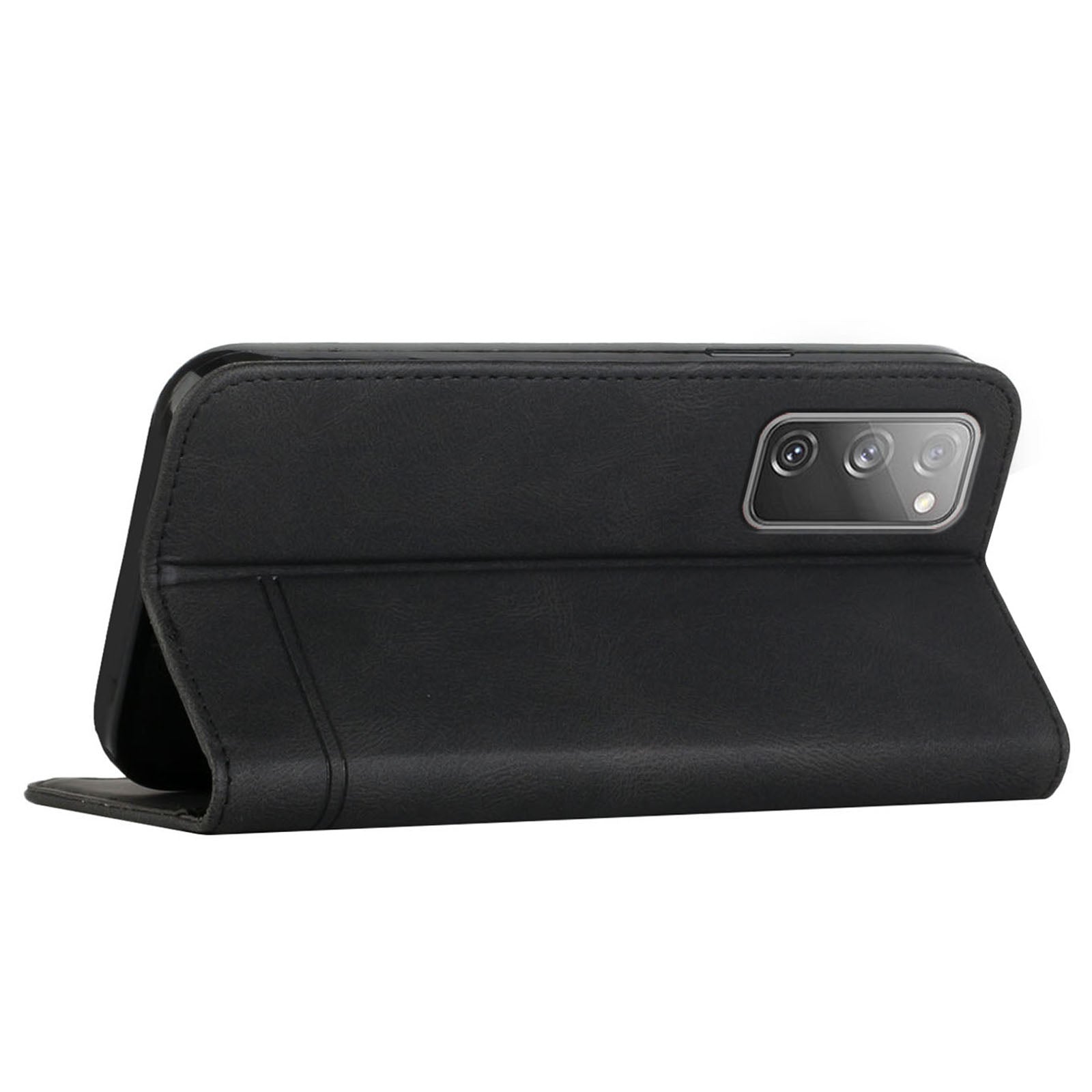 Foldable Stand Magnetic Auto Closure Leather Phone Case with Wallet for Samsung Galaxy S20 FE 2022/S20 FE/S20 FE 5G/S20 Lite - Black