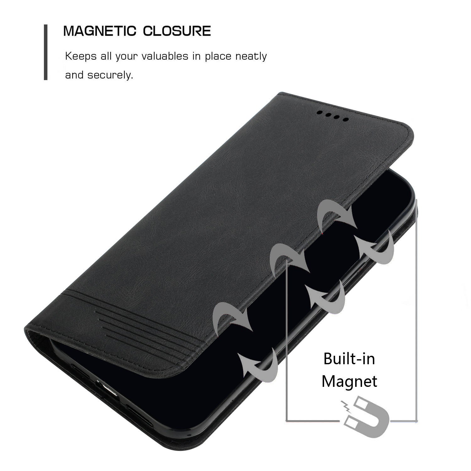 Foldable Stand Magnetic Auto Closure Leather Phone Case with Wallet for Samsung Galaxy S20 FE 2022/S20 FE/S20 FE 5G/S20 Lite - Black