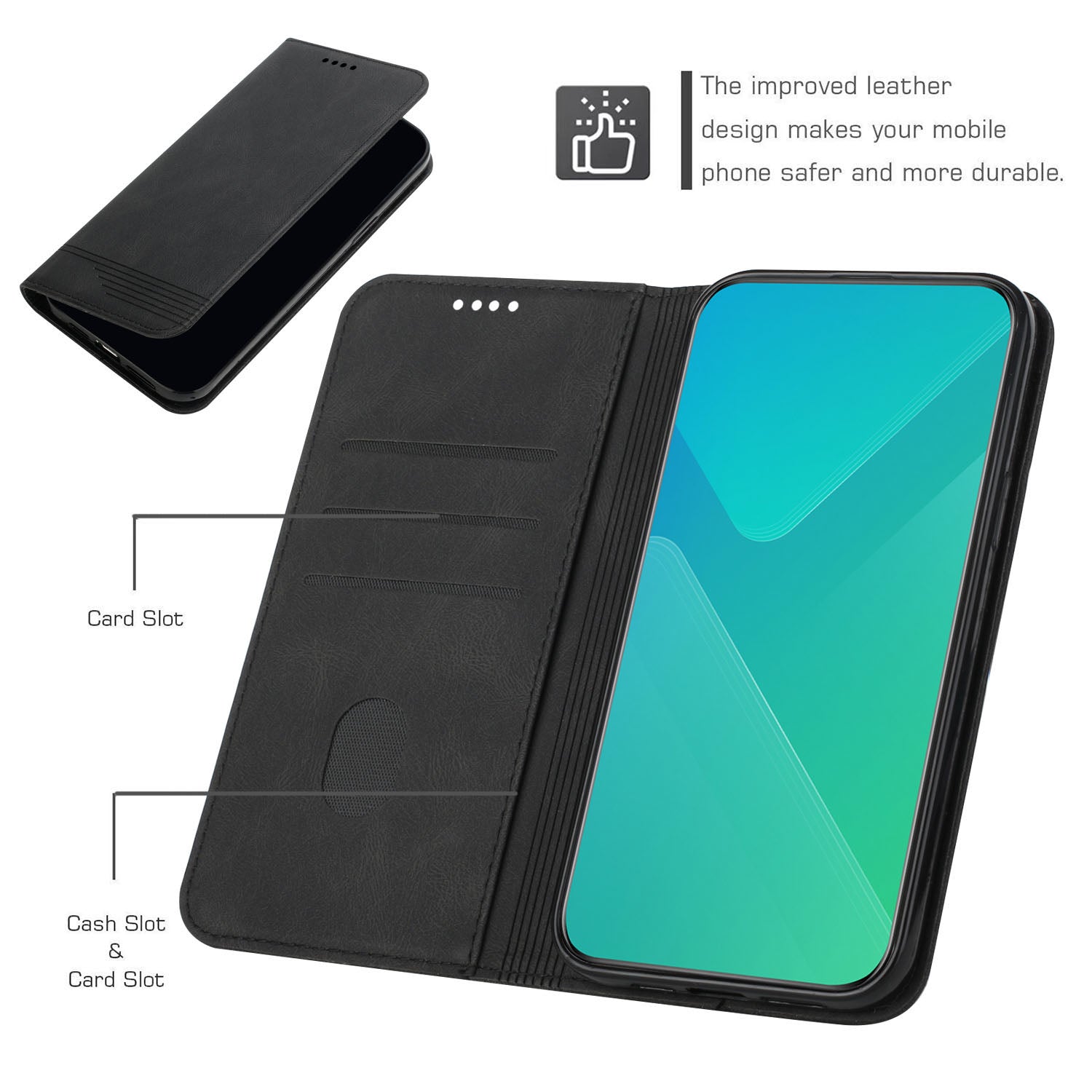 Foldable Stand Magnetic Auto Closure Leather Phone Case with Wallet for Samsung Galaxy S20 FE 2022/S20 FE/S20 FE 5G/S20 Lite - Black