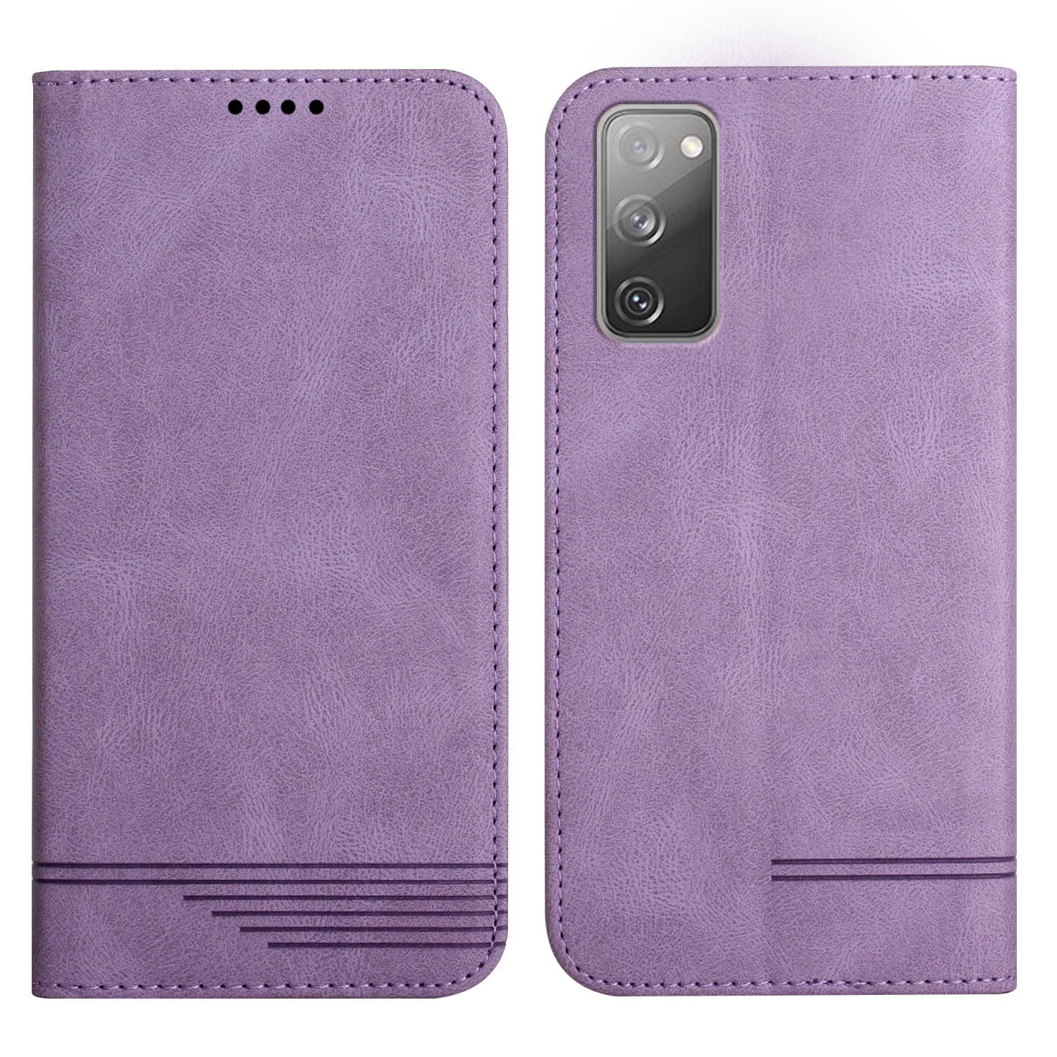 Foldable Stand Magnetic Auto Closure Leather Phone Case with Wallet for Samsung Galaxy S20 FE 2022/S20 FE/S20 FE 5G/S20 Lite - Purple