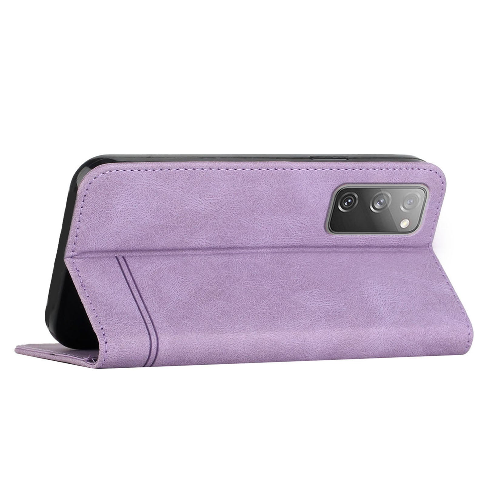 Foldable Stand Magnetic Auto Closure Leather Phone Case with Wallet for Samsung Galaxy S20 FE 2022/S20 FE/S20 FE 5G/S20 Lite - Purple