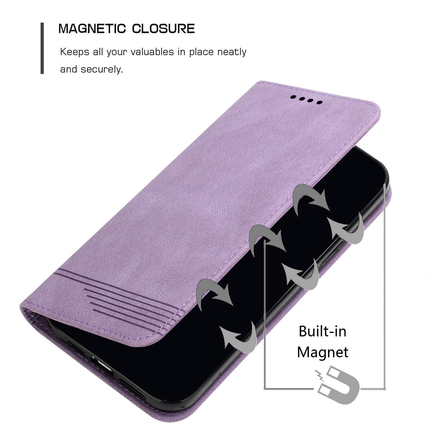 Foldable Stand Magnetic Auto Closure Leather Phone Case with Wallet for Samsung Galaxy S20 FE 2022/S20 FE/S20 FE 5G/S20 Lite - Purple