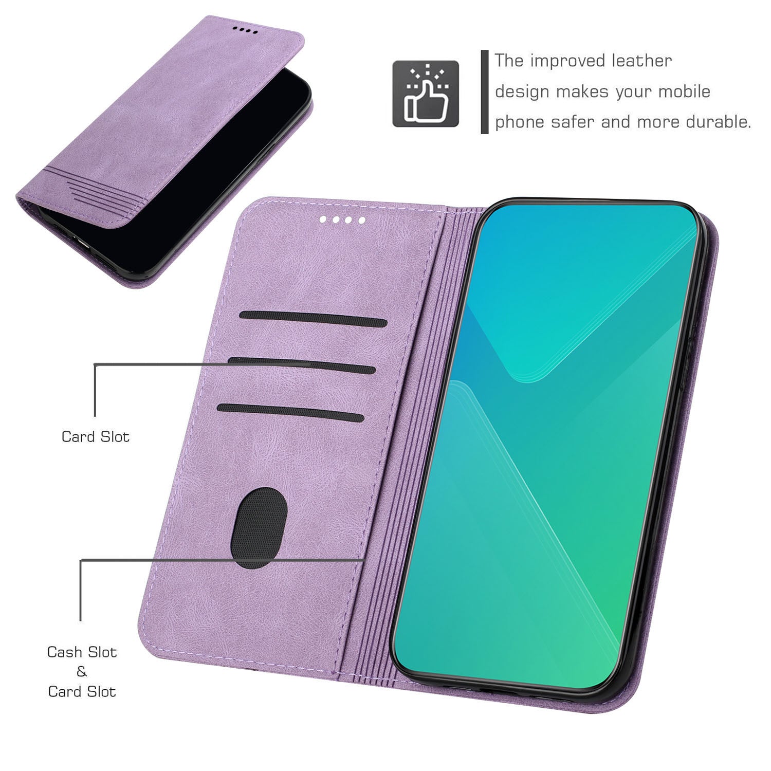 Foldable Stand Magnetic Auto Closure Leather Phone Case with Wallet for Samsung Galaxy S20 FE 2022/S20 FE/S20 FE 5G/S20 Lite - Purple