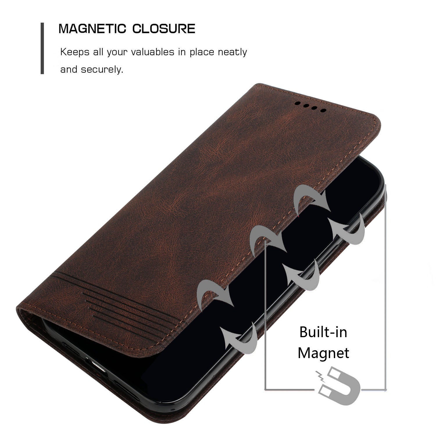 Foldable Stand Magnetic Auto Closure Leather Phone Case with Wallet for Samsung Galaxy S20 FE 2022/S20 FE/S20 FE 5G/S20 Lite - Brown