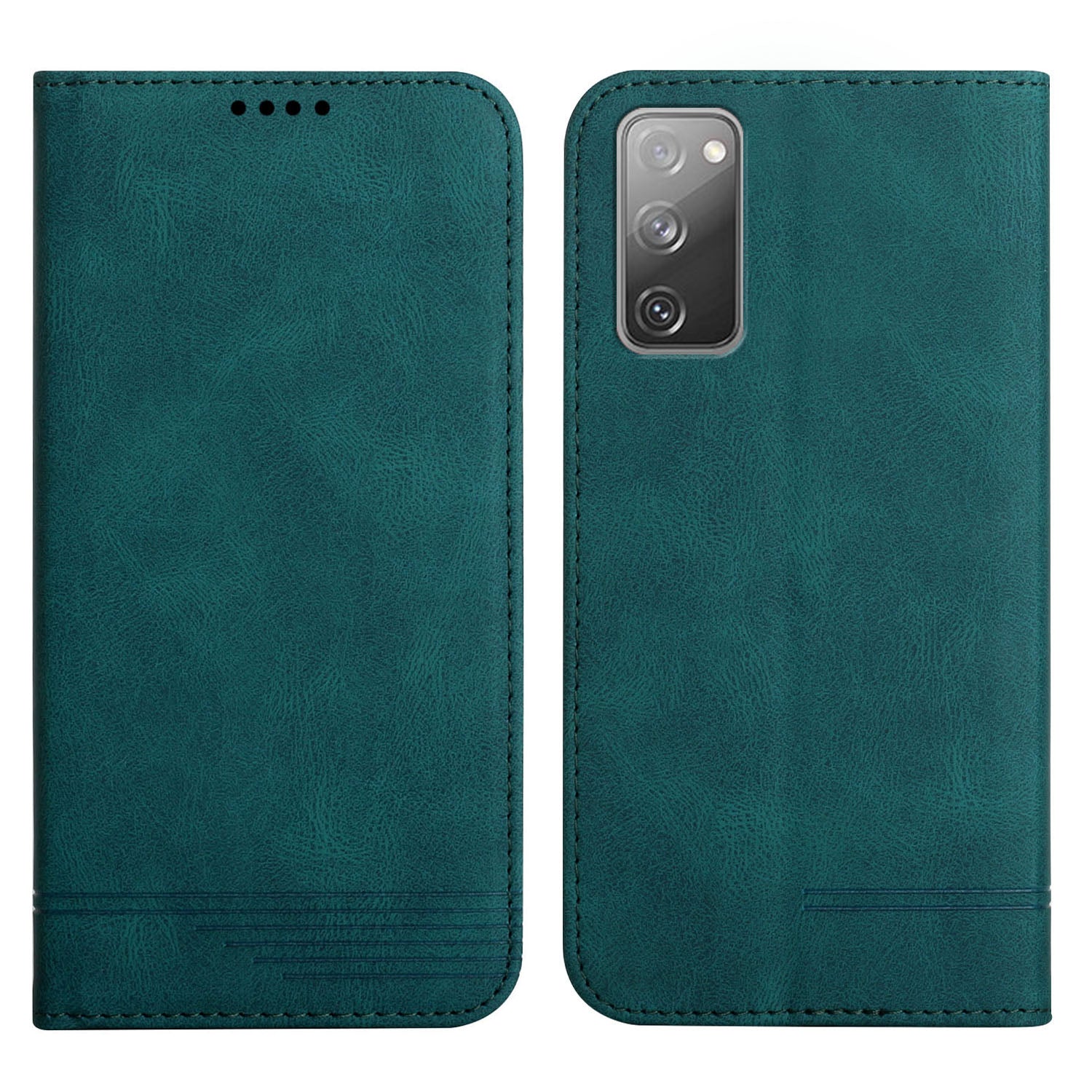 Foldable Stand Magnetic Auto Closure Leather Phone Case with Wallet for Samsung Galaxy S20 FE 2022/S20 FE/S20 FE 5G/S20 Lite - Green