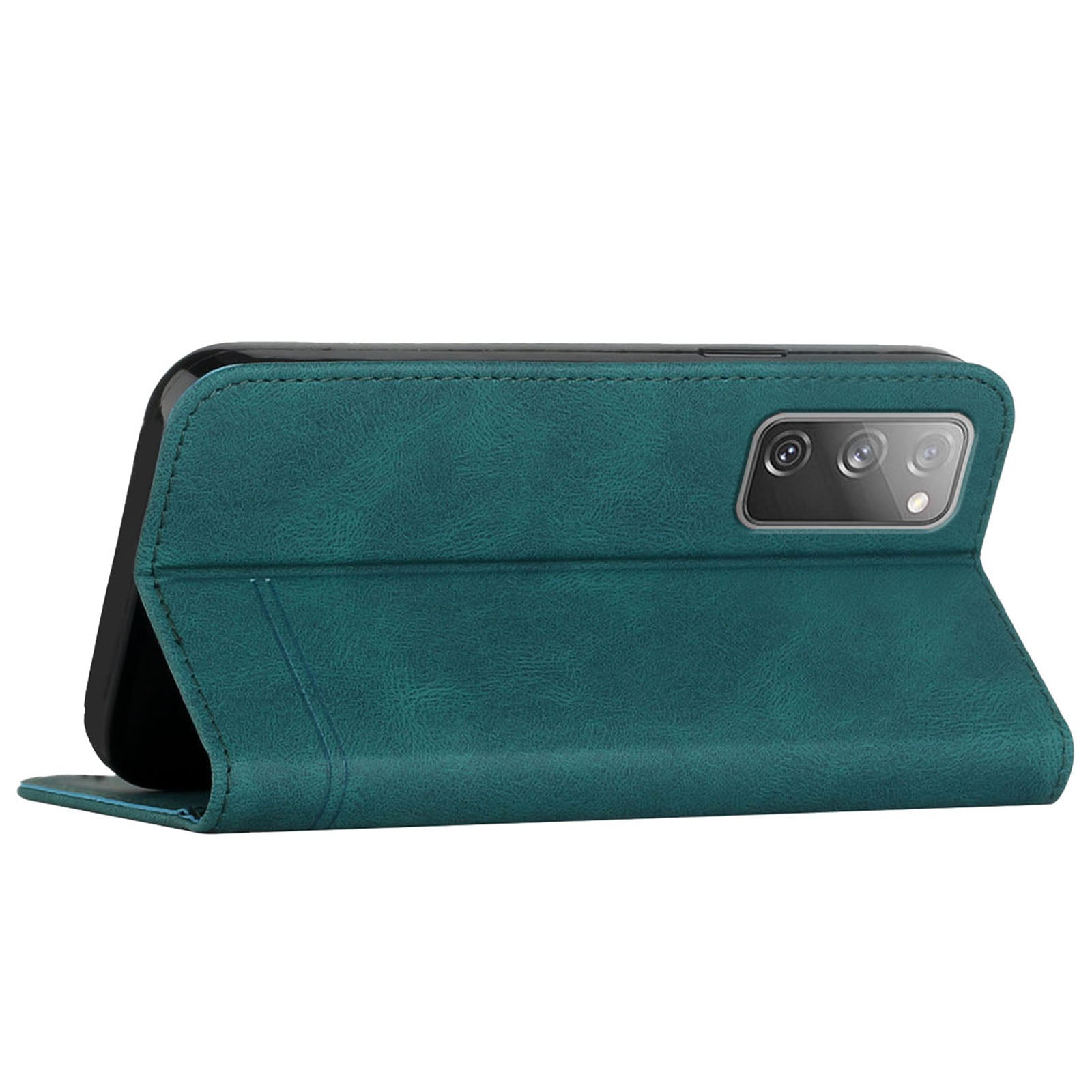 Foldable Stand Magnetic Auto Closure Leather Phone Case with Wallet for Samsung Galaxy S20 FE 2022/S20 FE/S20 FE 5G/S20 Lite - Green