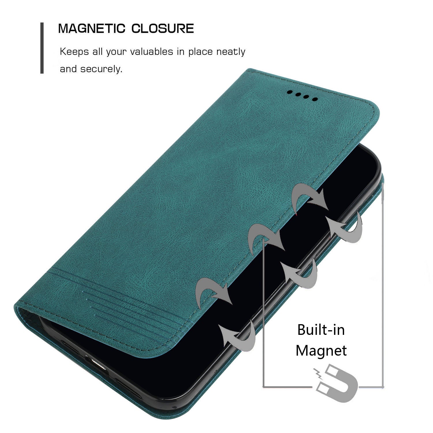 Foldable Stand Magnetic Auto Closure Leather Phone Case with Wallet for Samsung Galaxy S20 FE 2022/S20 FE/S20 FE 5G/S20 Lite - Green