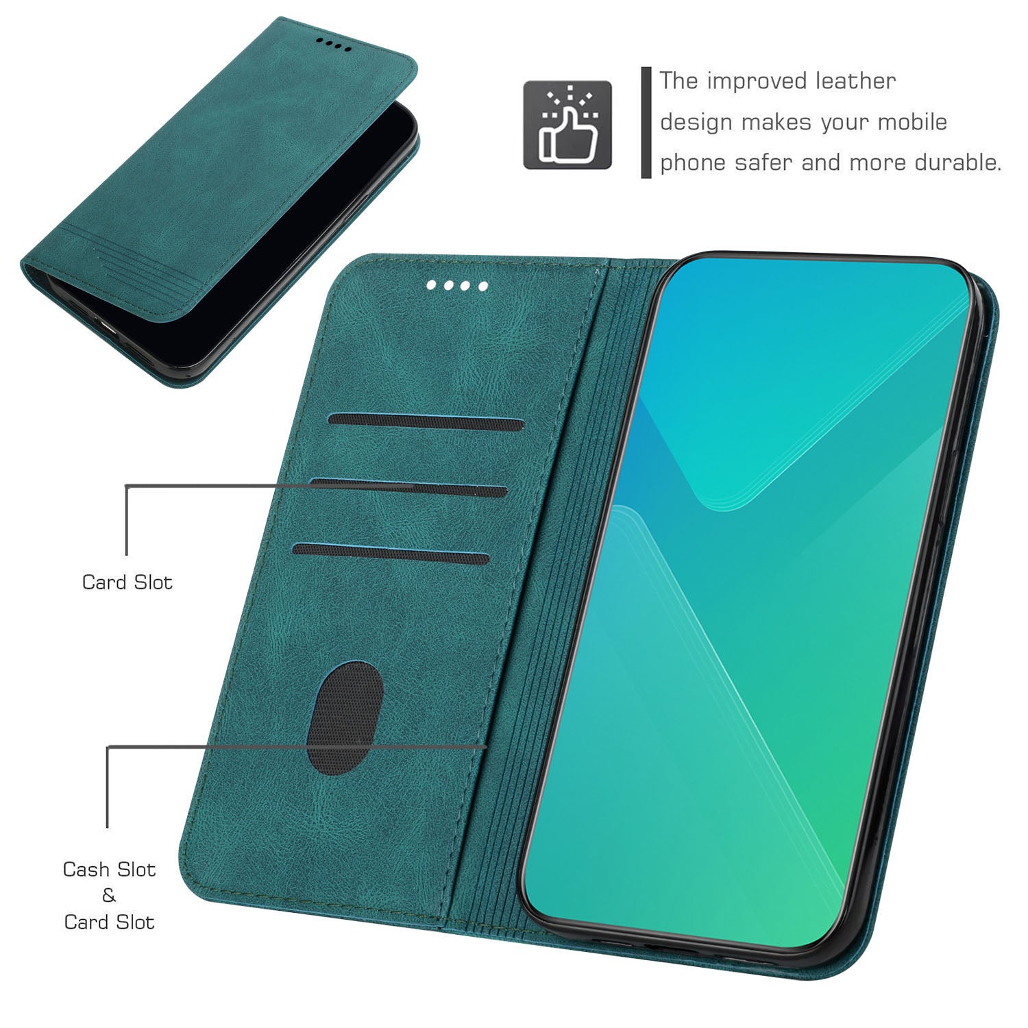 Foldable Stand Magnetic Auto Closure Leather Phone Case with Wallet for Samsung Galaxy S20 FE 2022/S20 FE/S20 FE 5G/S20 Lite - Green