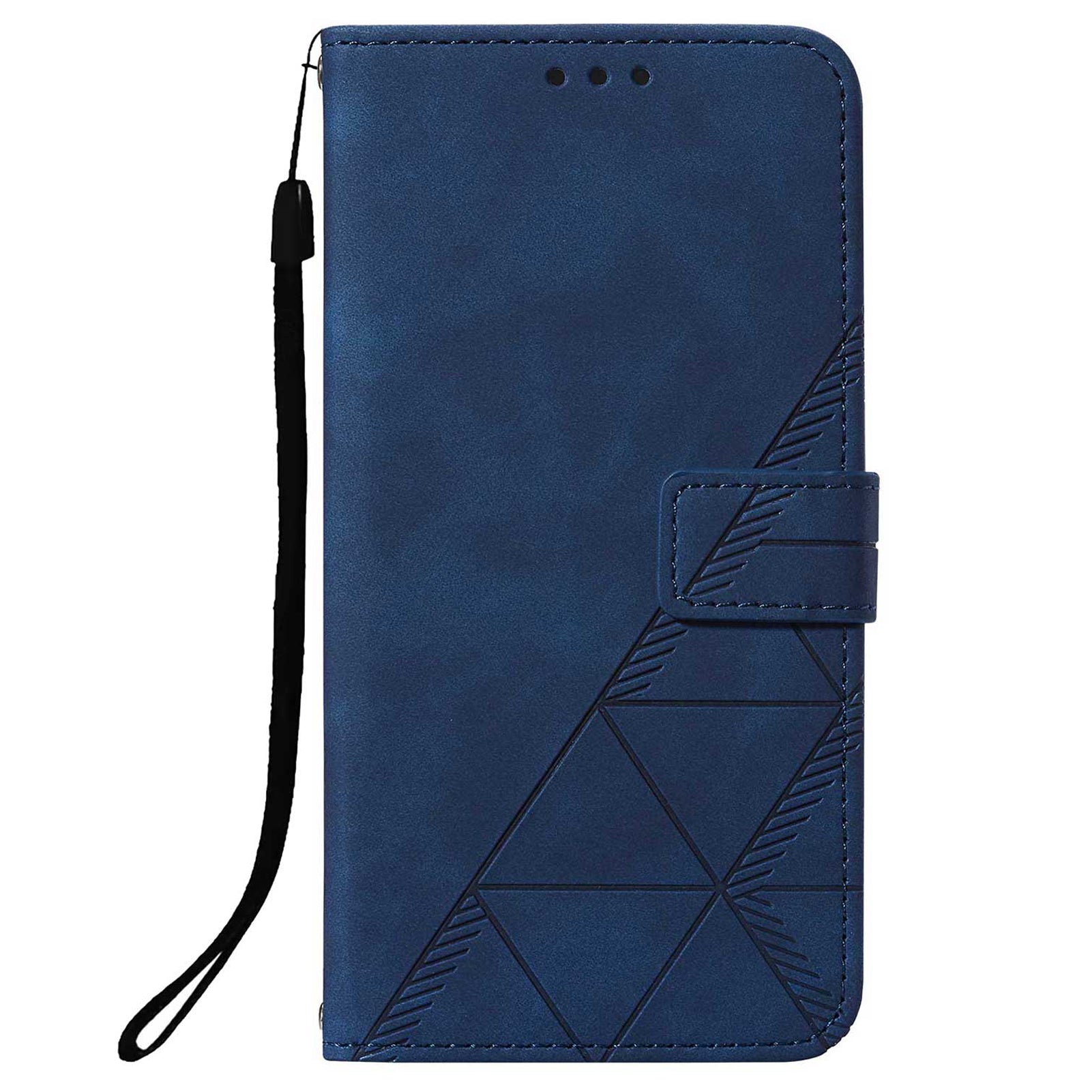 PU Leather Imprinting Lines Wallet Case Stand Feature Shockproof TPU Shell with Strap for Samsung Galaxy S20 4G/S20 5G - Sapphire