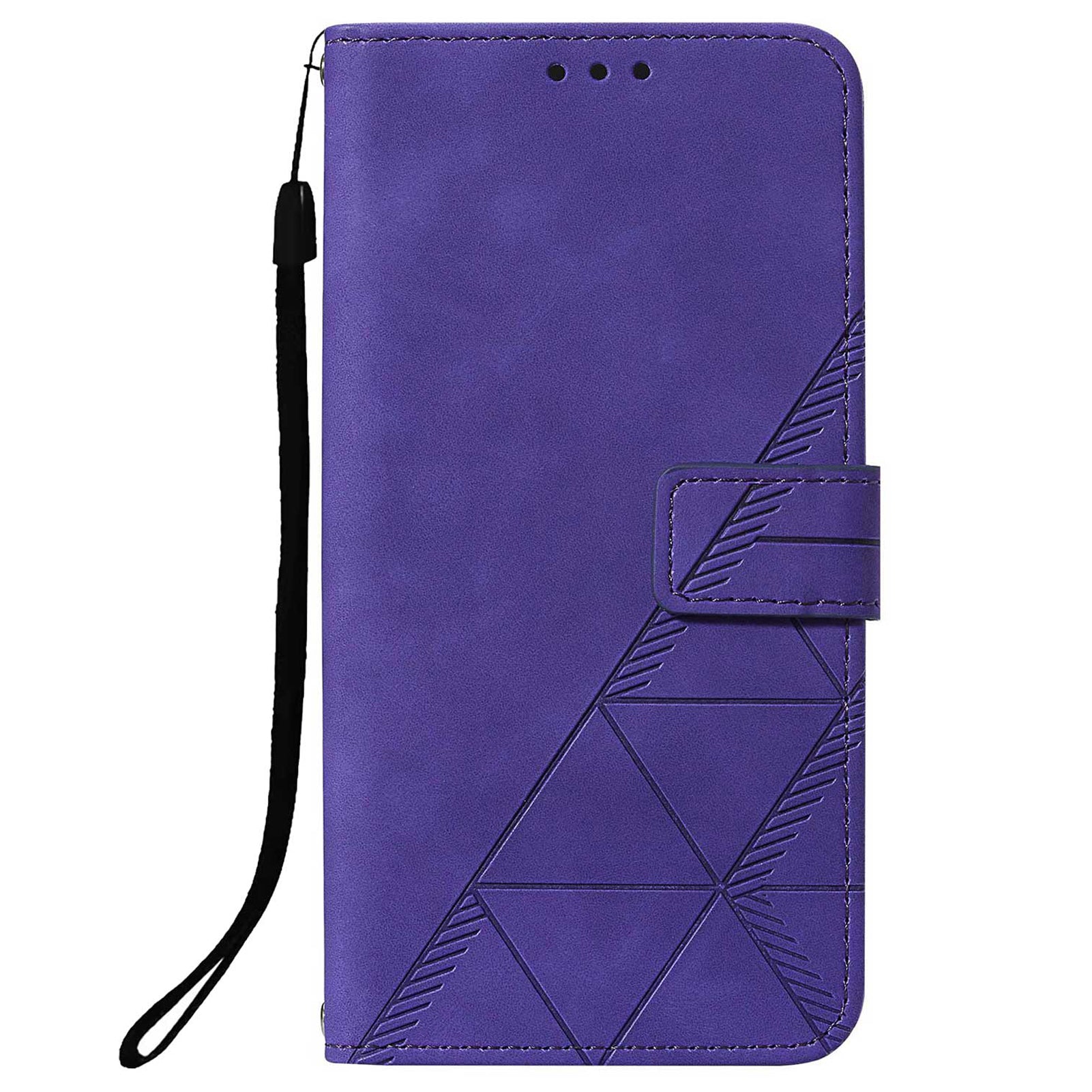 PU Leather Imprinting Lines Wallet Case Stand Feature Shockproof TPU Shell with Strap for Samsung Galaxy S20 4G/S20 5G - Purple