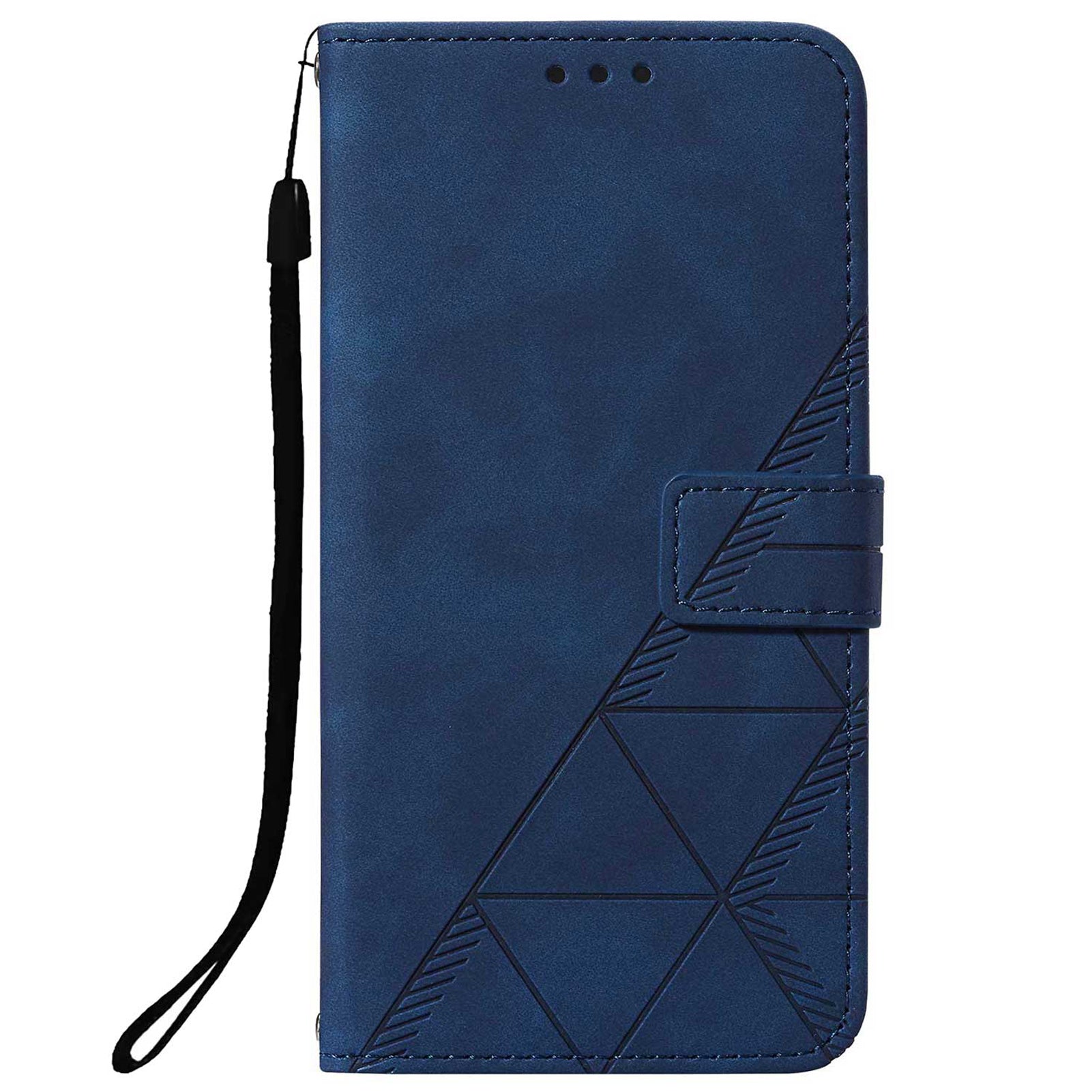 Imprinting Lines PU Leather Folio Flip Wallet Case Stand Magnetic Closure TPU Interior Phone Cover with Strap for Samsung Galaxy S20 Ultra - Sapphire