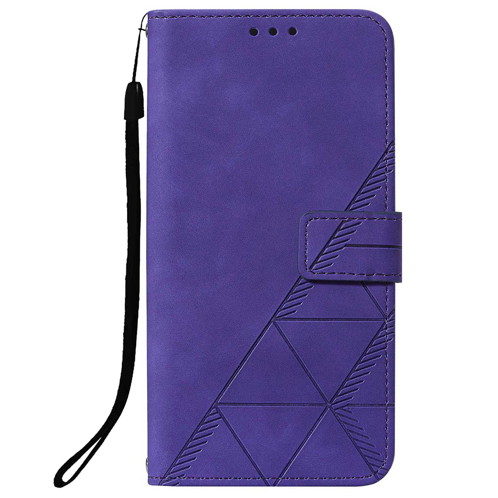 Imprinting Lines PU Leather Folio Flip Wallet Case Stand Magnetic Closure TPU Interior Phone Cover with Strap for Samsung Galaxy S20 Ultra - Purple