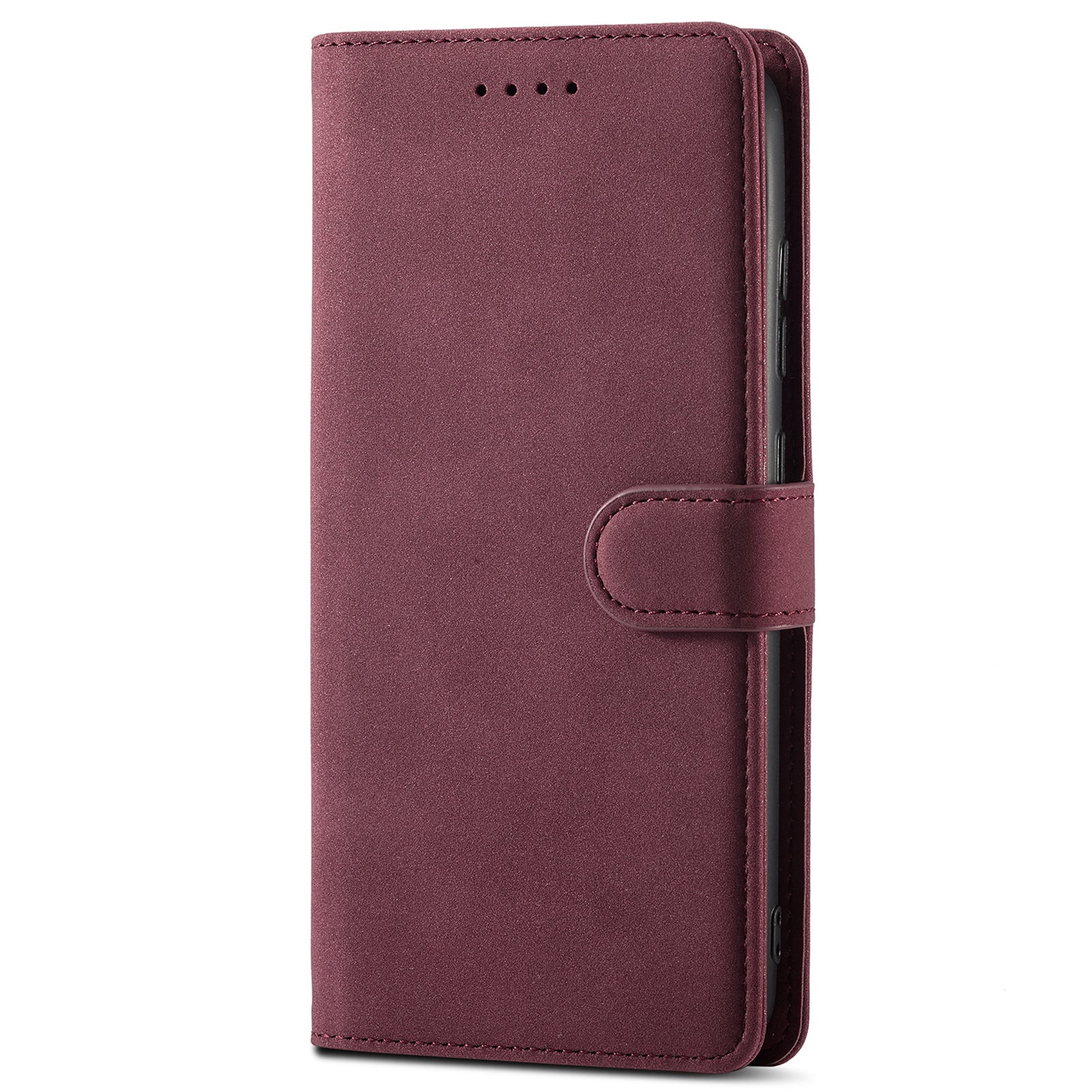 RFID Blocking Anti-scratch Matte Anti-fall PU Leather Stand Wallet Design Phone Case Cover for Samsung Galaxy S20 FE 2022/S20 FE/S20 FE 5G/S20 Lite - Wine Red