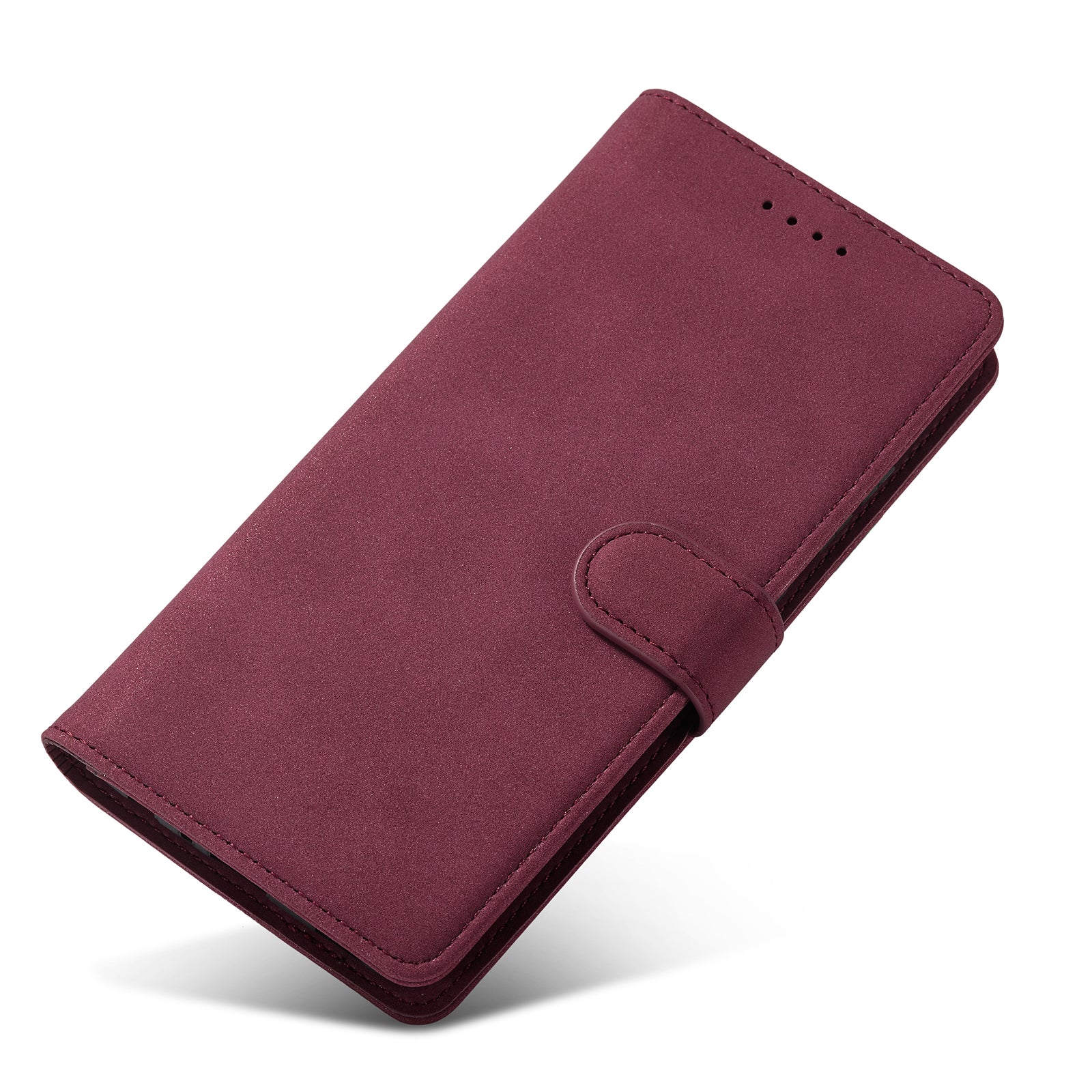 RFID Blocking Anti-scratch Matte Anti-fall PU Leather Stand Wallet Design Phone Case Cover for Samsung Galaxy S20 FE 2022/S20 FE/S20 FE 5G/S20 Lite - Wine Red