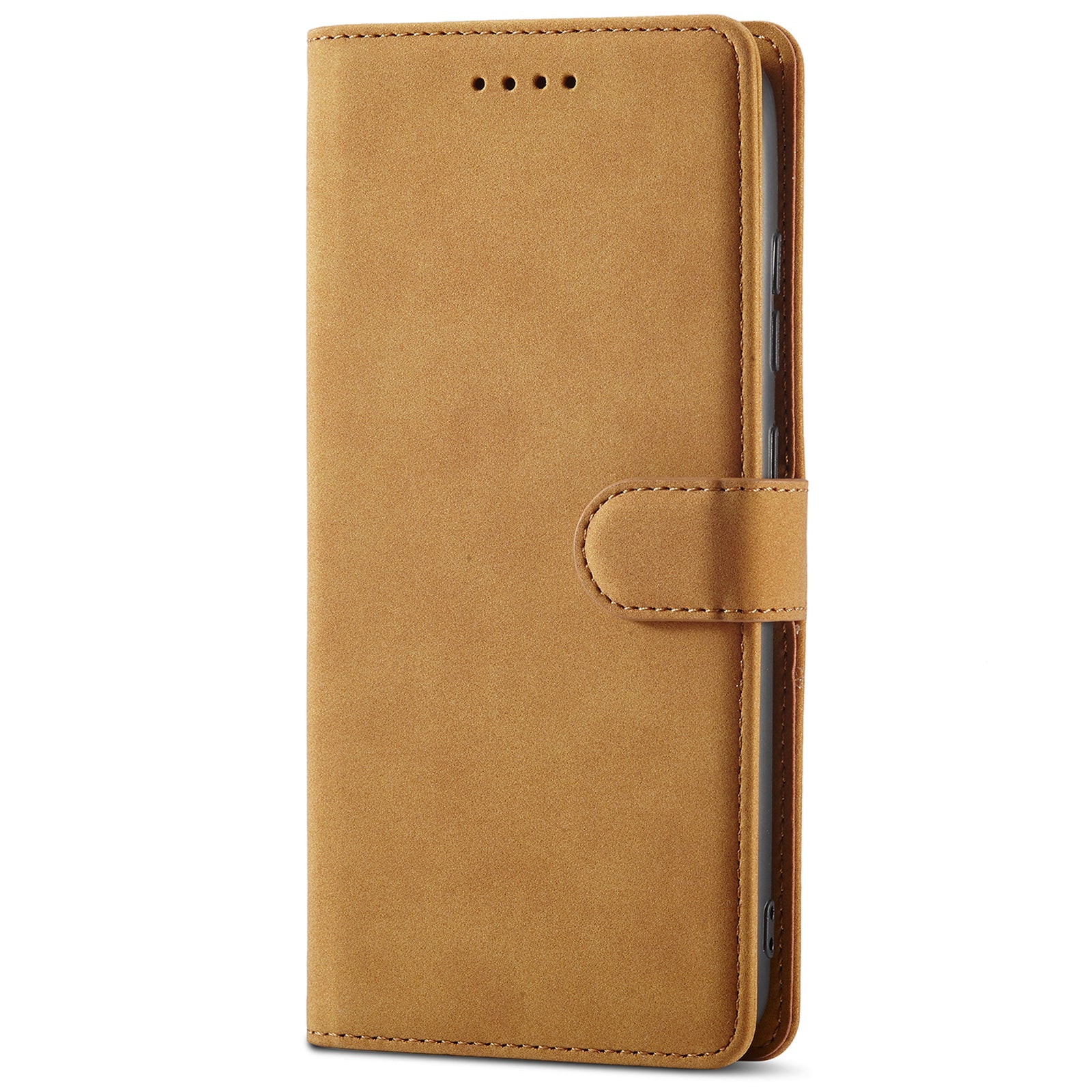 RFID Blocking Anti-scratch Matte Anti-fall PU Leather Stand Wallet Design Phone Case Cover for Samsung Galaxy S20 FE 2022/S20 FE/S20 FE 5G/S20 Lite - Light Brown