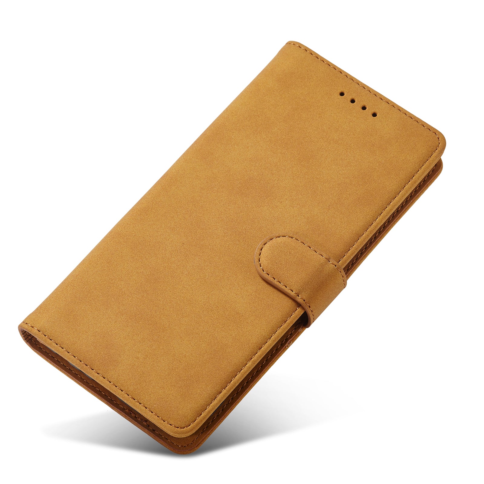 RFID Blocking Anti-scratch Matte Anti-fall PU Leather Stand Wallet Design Phone Case Cover for Samsung Galaxy S20 FE 2022/S20 FE/S20 FE 5G/S20 Lite - Light Brown