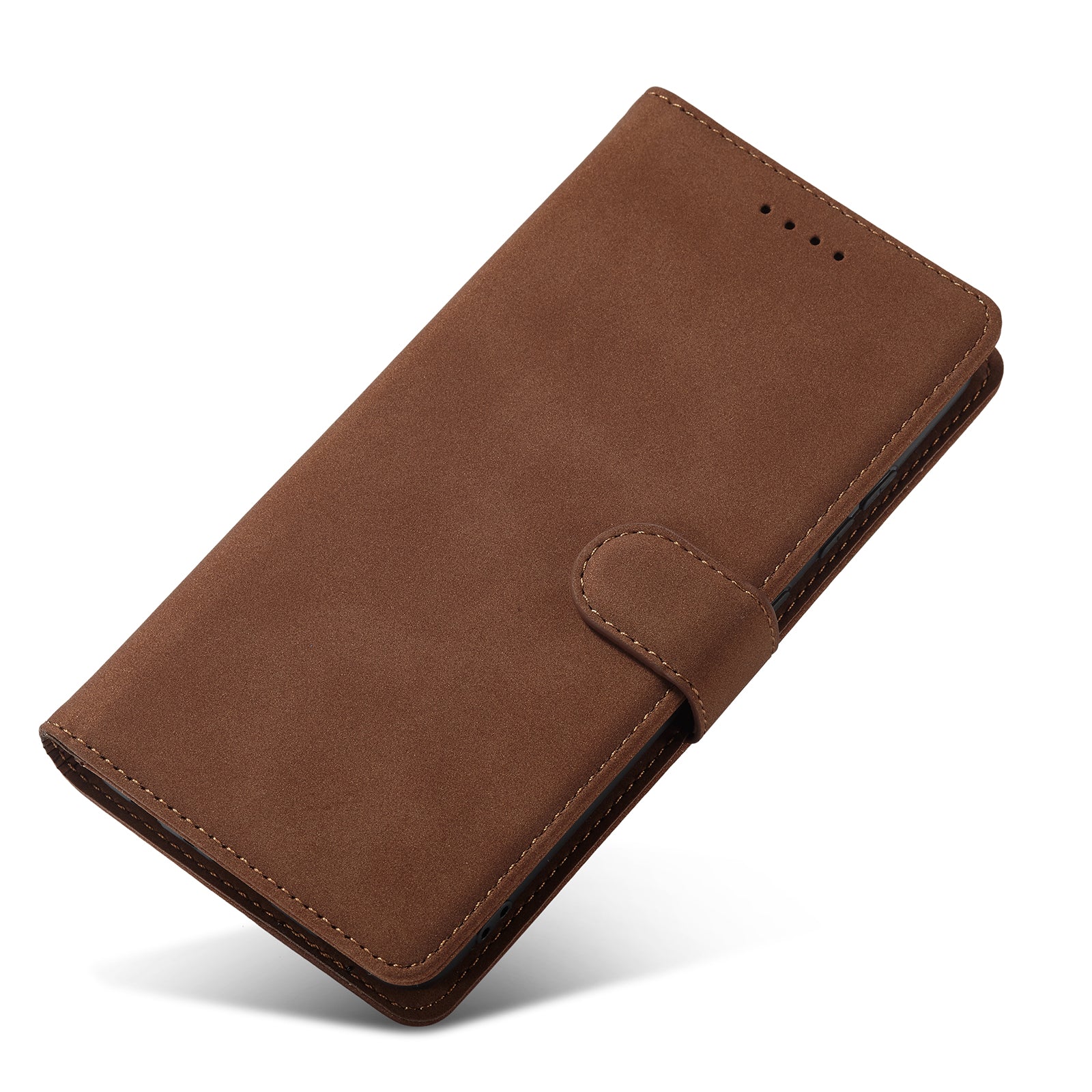 RFID Blocking Anti-scratch Matte Anti-fall PU Leather Stand Wallet Design Phone Case Cover for Samsung Galaxy S20 FE 2022/S20 FE/S20 FE 5G/S20 Lite - Dark Brown