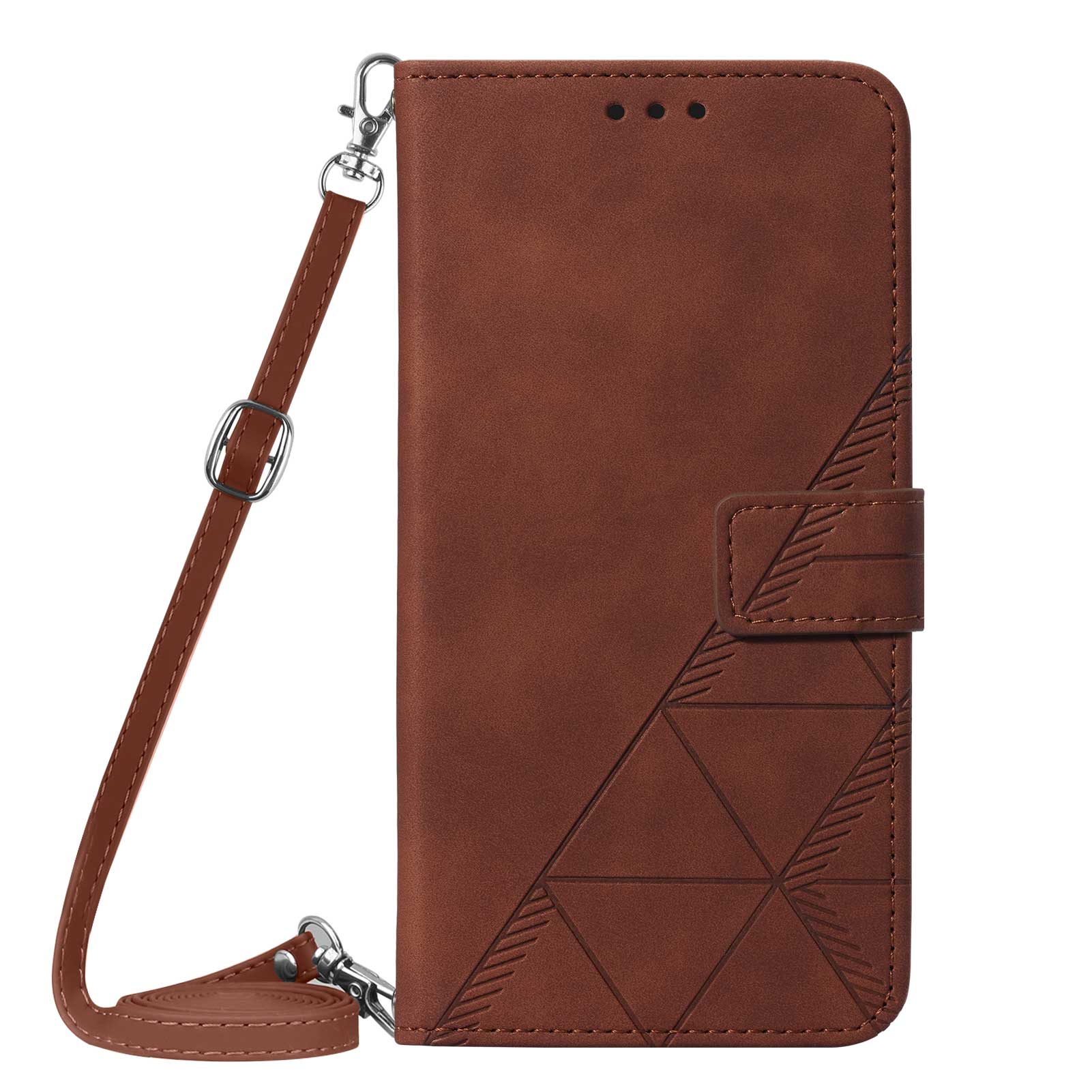 PB2-1 Series Stylish Lines Imprinting Magnetic Clasp Shock-absorption PU Leather + TPU Stand Wallet Phone Cover Case with Shoulder Strap for Samsung Galaxy S20 FE 2022/S20 FE/S20 FE 5G/S20 Lite - Brown