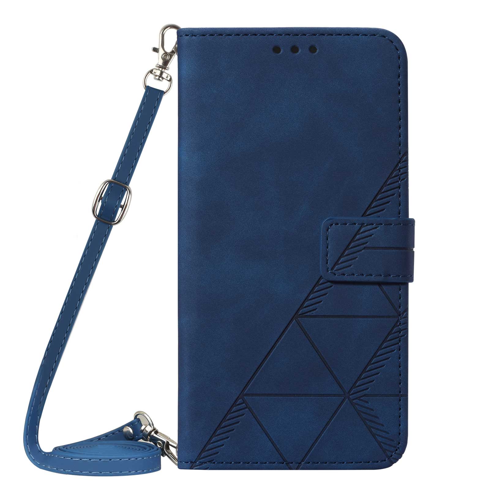 PB2-1 Series Stylish Lines Imprinting Magnetic Clasp Anti-dust Mobile Phone Bag Case PU Leather + TPU Stand Wallet Phone Cover with Shoulder Strap for Samsung Galaxy S20 Plus 4G/5G - Sapphire