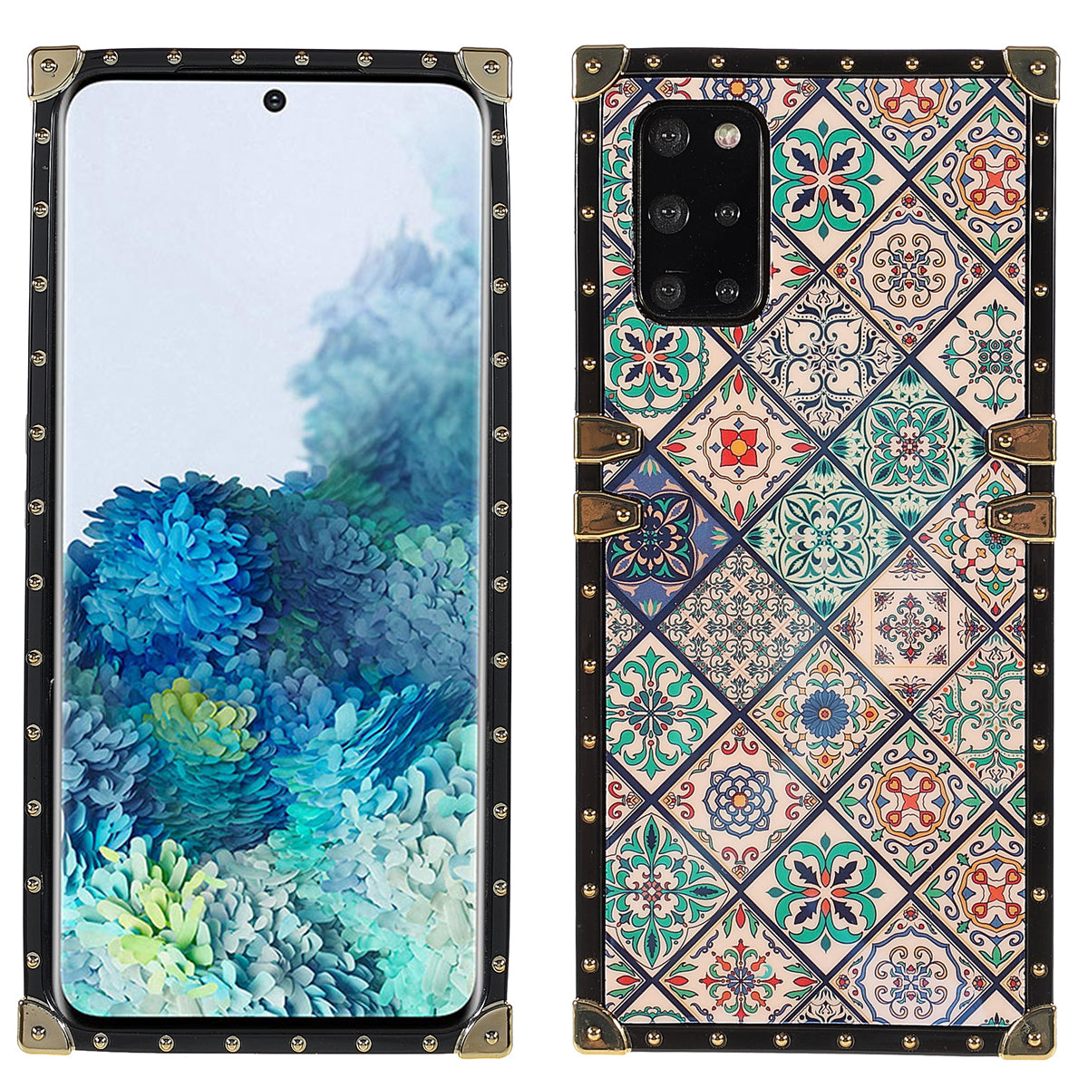 Pattern Printing Scratch Resistant Phone Case Electroplating Shockproof TPU Protective Cover for Samsung Galaxy S20 Plus/S20 Plus 5G - Blue and White Porcelain