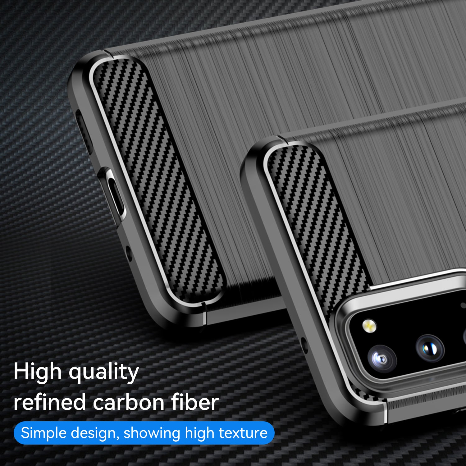 1.8mm Carbon Fiber Brushed Texture Anti-fingerprint Soft TPU Anti-drop Phone Case Cover for Samsung Galaxy S20 4G/S20 5G - Black