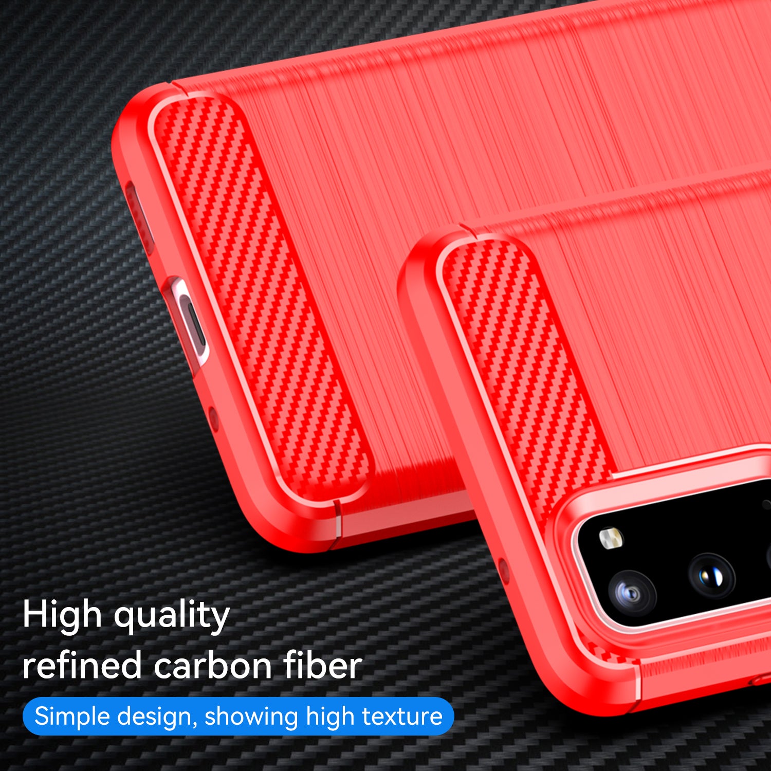 1.8mm Carbon Fiber Brushed Texture Anti-fingerprint Soft TPU Anti-drop Phone Case Cover for Samsung Galaxy S20 4G/S20 5G - Red