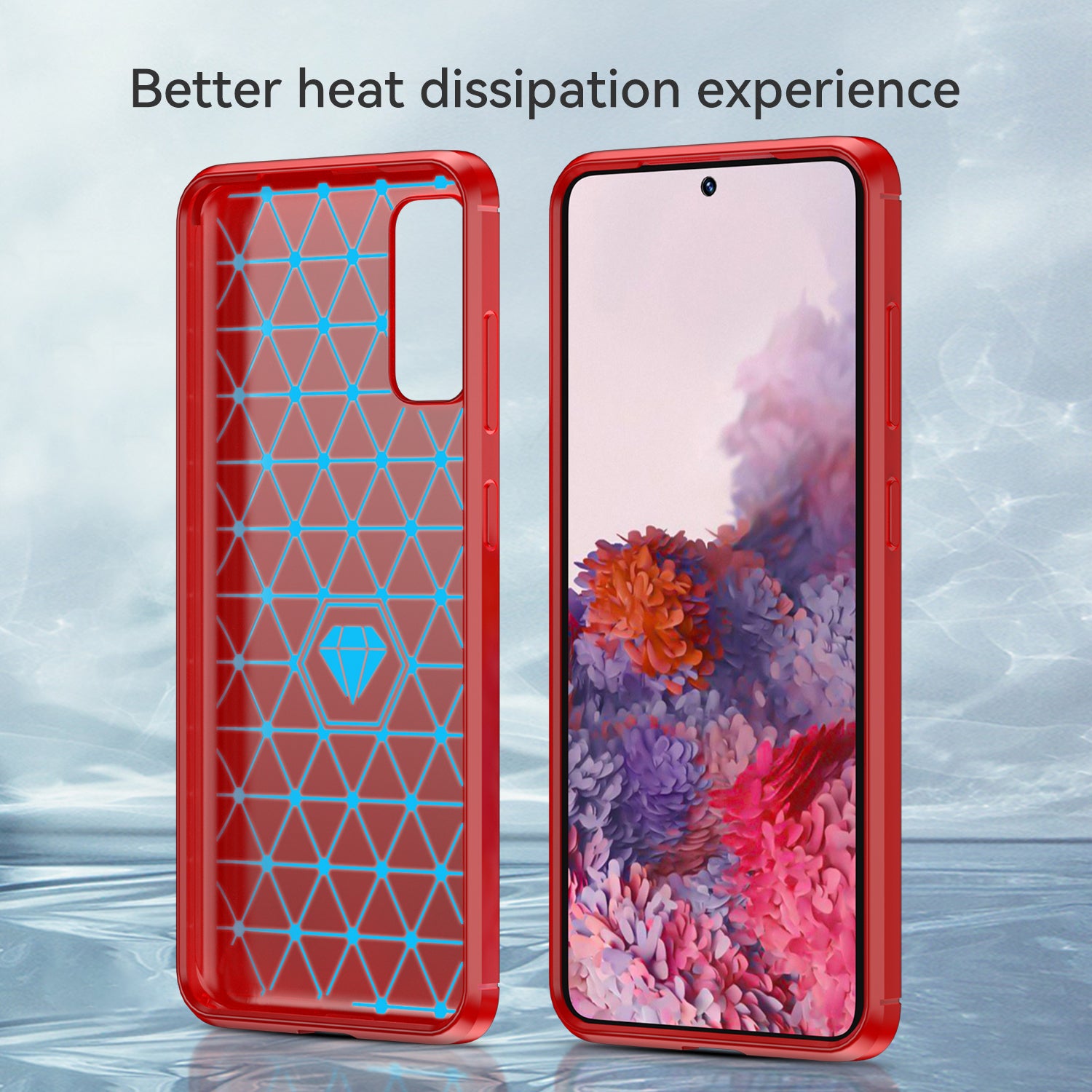 1.8mm Carbon Fiber Brushed Texture Anti-fingerprint Soft TPU Anti-drop Phone Case Cover for Samsung Galaxy S20 4G/S20 5G - Red