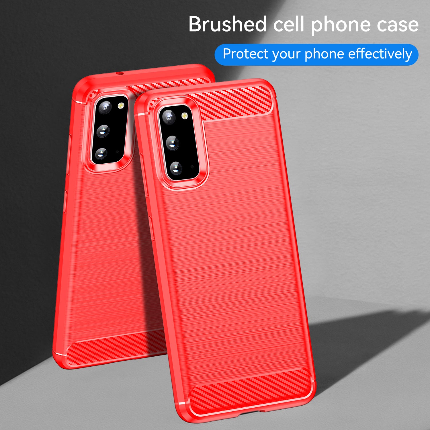 1.8mm Carbon Fiber Brushed Texture Anti-fingerprint Soft TPU Anti-drop Phone Case Cover for Samsung Galaxy S20 4G/S20 5G - Red