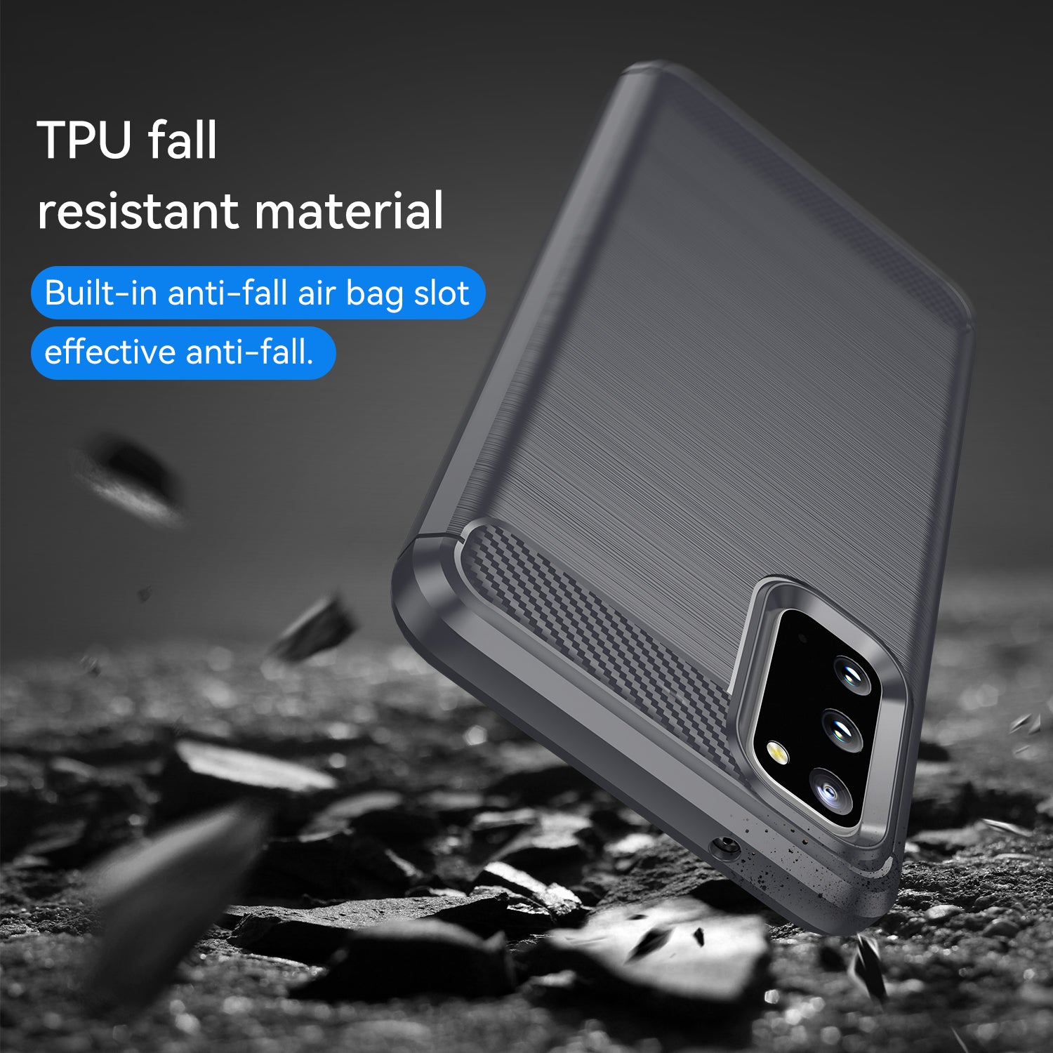 1.8mm Carbon Fiber Brushed Texture Anti-fingerprint Soft TPU Anti-drop Phone Case Cover for Samsung Galaxy S20 4G/S20 5G - Grey