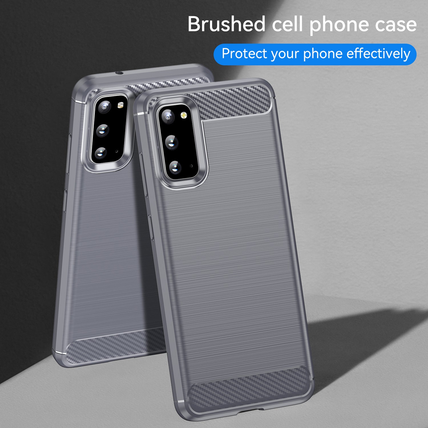 1.8mm Carbon Fiber Brushed Texture Anti-fingerprint Soft TPU Anti-drop Phone Case Cover for Samsung Galaxy S20 4G/S20 5G - Grey