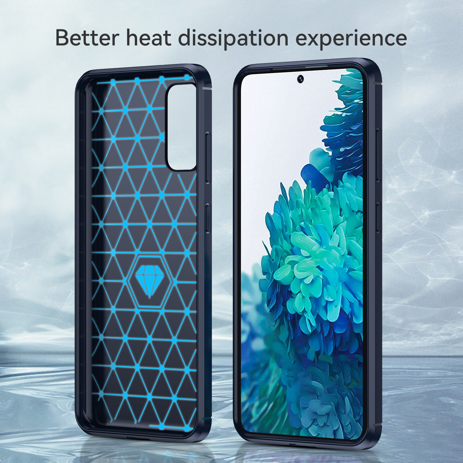 1.8mm Carbon Fiber Brushed Texture Anti-fingerprint Soft TPU Anti-drop Phone Case Cover for Samsung Galaxy S20 4G/S20 5G - Blue