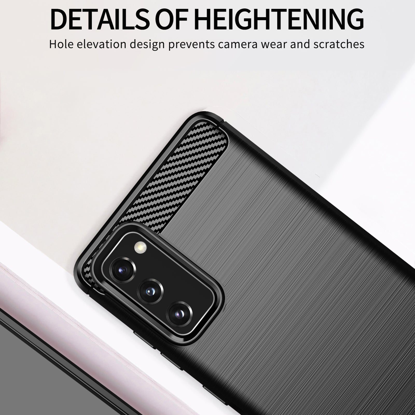 1.8mm Heat Dissipation TPU Case Carbon Fiber Texture Built-In Invisible Air Cushions Brushed Surface Phone Cover for Samsung Galaxy S20 FE 2022/S20 FE/S20 FE 5G/S20 Fan Edition/S20 Fan Edition 5G/S20 Lite - Black