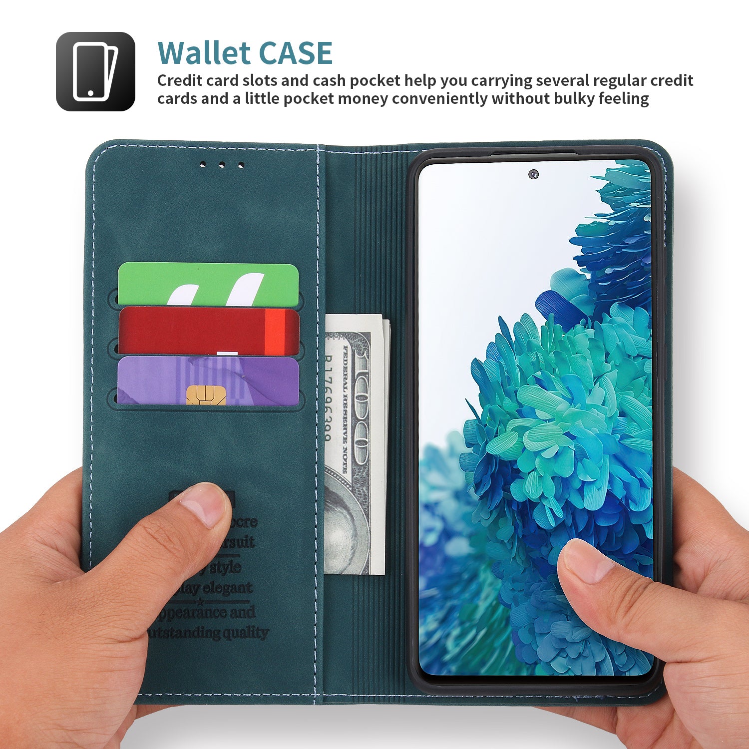 POLA 008 Series Magnetic Auto-aborbed Well-protected PU Leather Wallet Stand Phone Case Cover for Samsung Galaxy S20 FE 2022/S20 FE/S20 FE 5G/S20 Lite - Blue