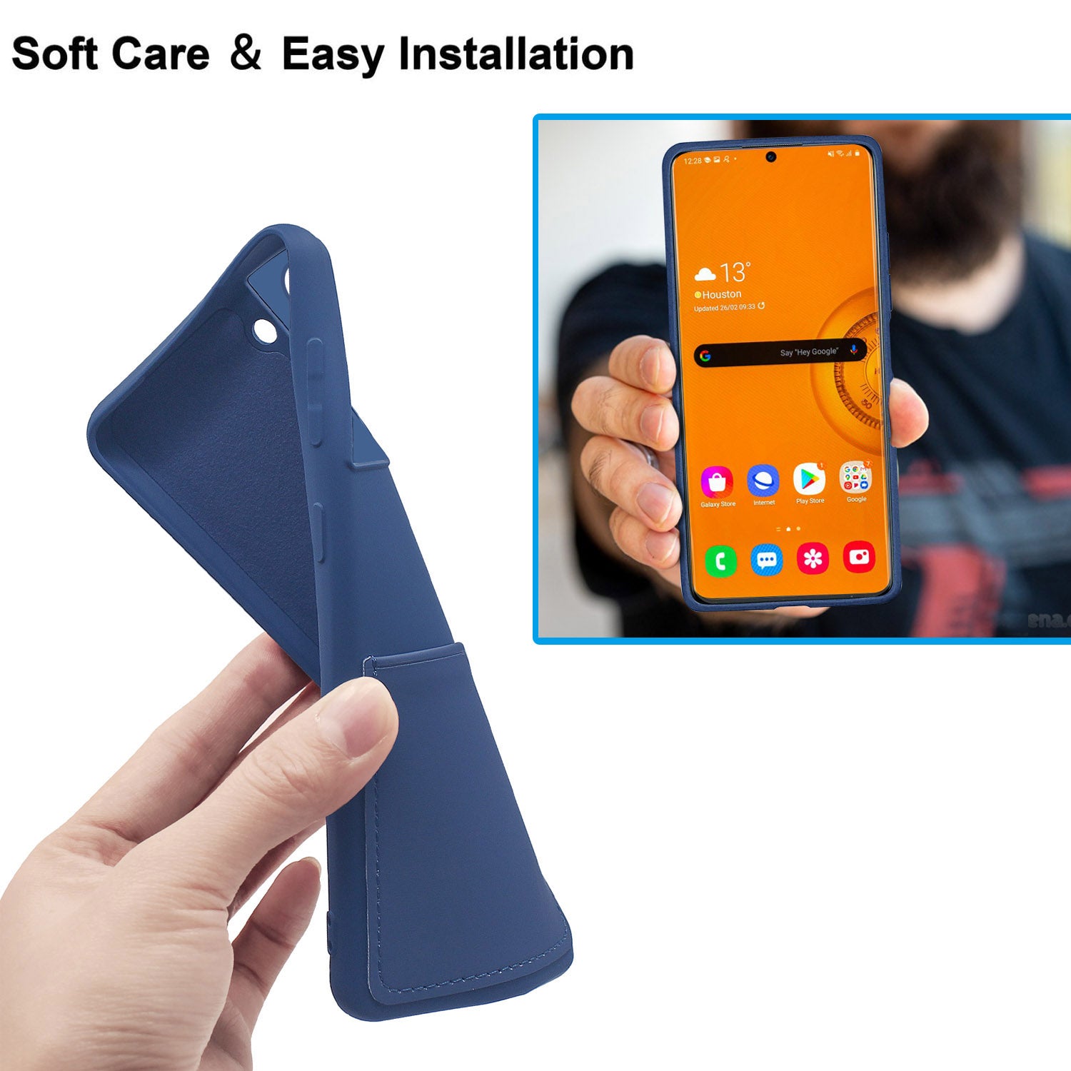 Anti-drop Liquid Silicone Shockproof Card Slot Design Cell Phone Shell for Samsung Galaxy S20 Ultra - Orange