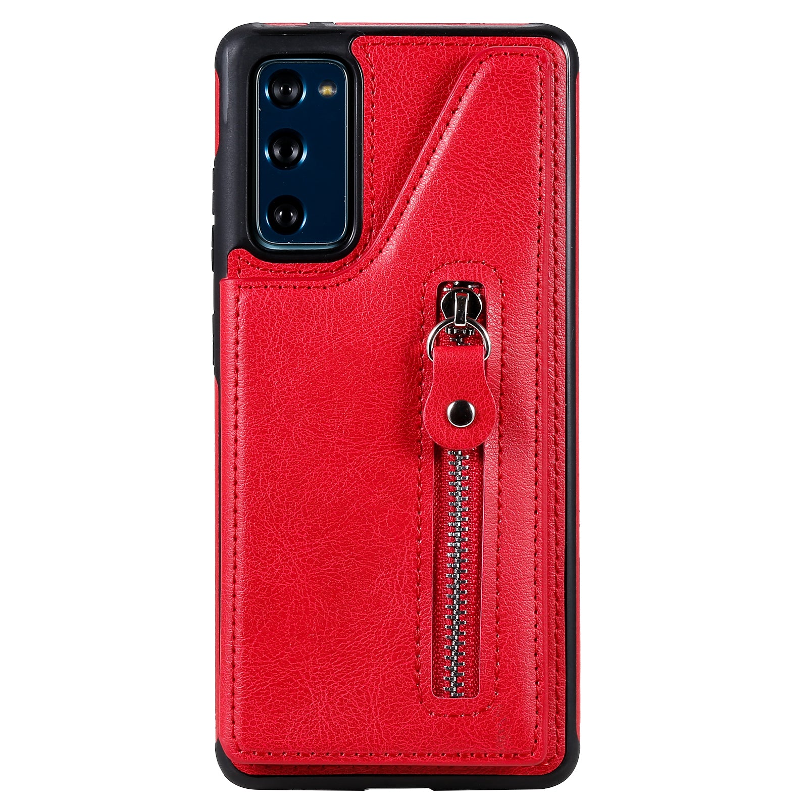 For Samsung Galaxy S20 FE 2022/S20 FE/S20 FE 5G/S20 Lite KT Leather Coated Series-2 Zipper Pocket Design PU Leather Coated Kickstand Phone Case - Red