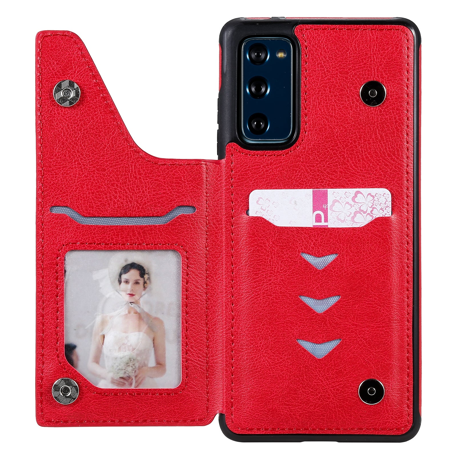 For Samsung Galaxy S20 FE 2022/S20 FE/S20 FE 5G/S20 Lite KT Leather Coated Series-2 Zipper Pocket Design PU Leather Coated Kickstand Phone Case - Red