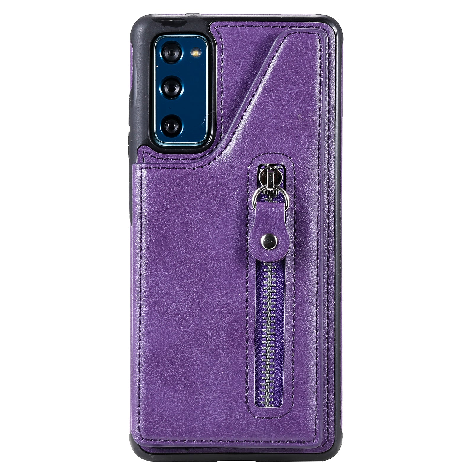 For Samsung Galaxy S20 FE 2022/S20 FE/S20 FE 5G/S20 Lite KT Leather Coated Series-2 Zipper Pocket Design PU Leather Coated Kickstand Phone Case - Purple