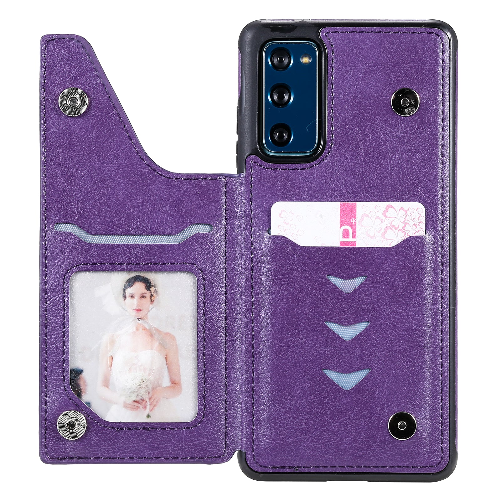 For Samsung Galaxy S20 FE 2022/S20 FE/S20 FE 5G/S20 Lite KT Leather Coated Series-2 Zipper Pocket Design PU Leather Coated Kickstand Phone Case - Purple